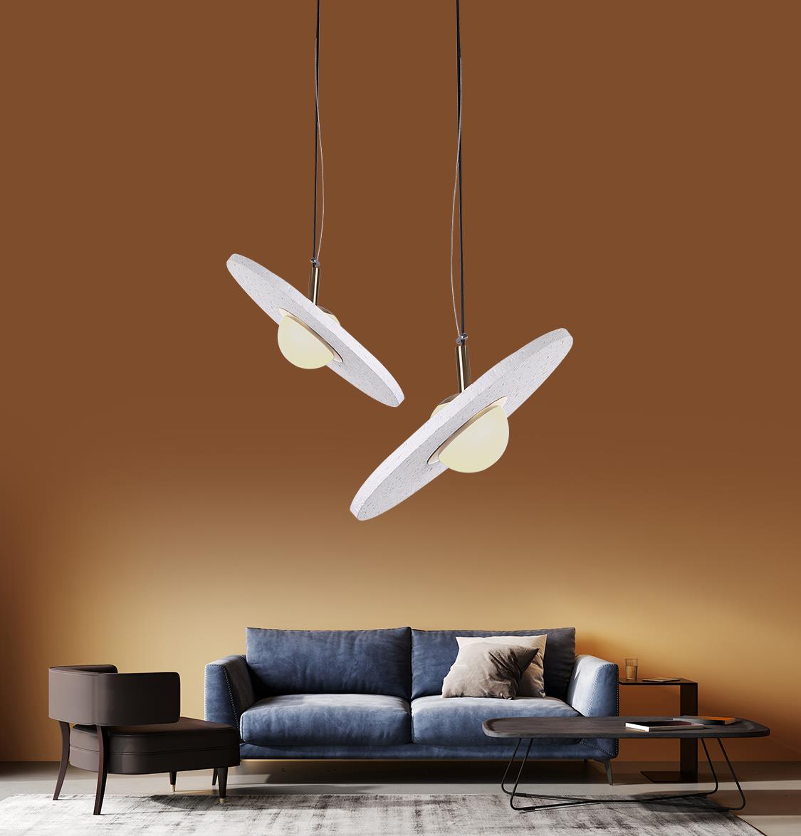 Şalık Antique White Concrete Led Pendant Light Chandelier 30 Cm - Heka Lighting & Trading Limited