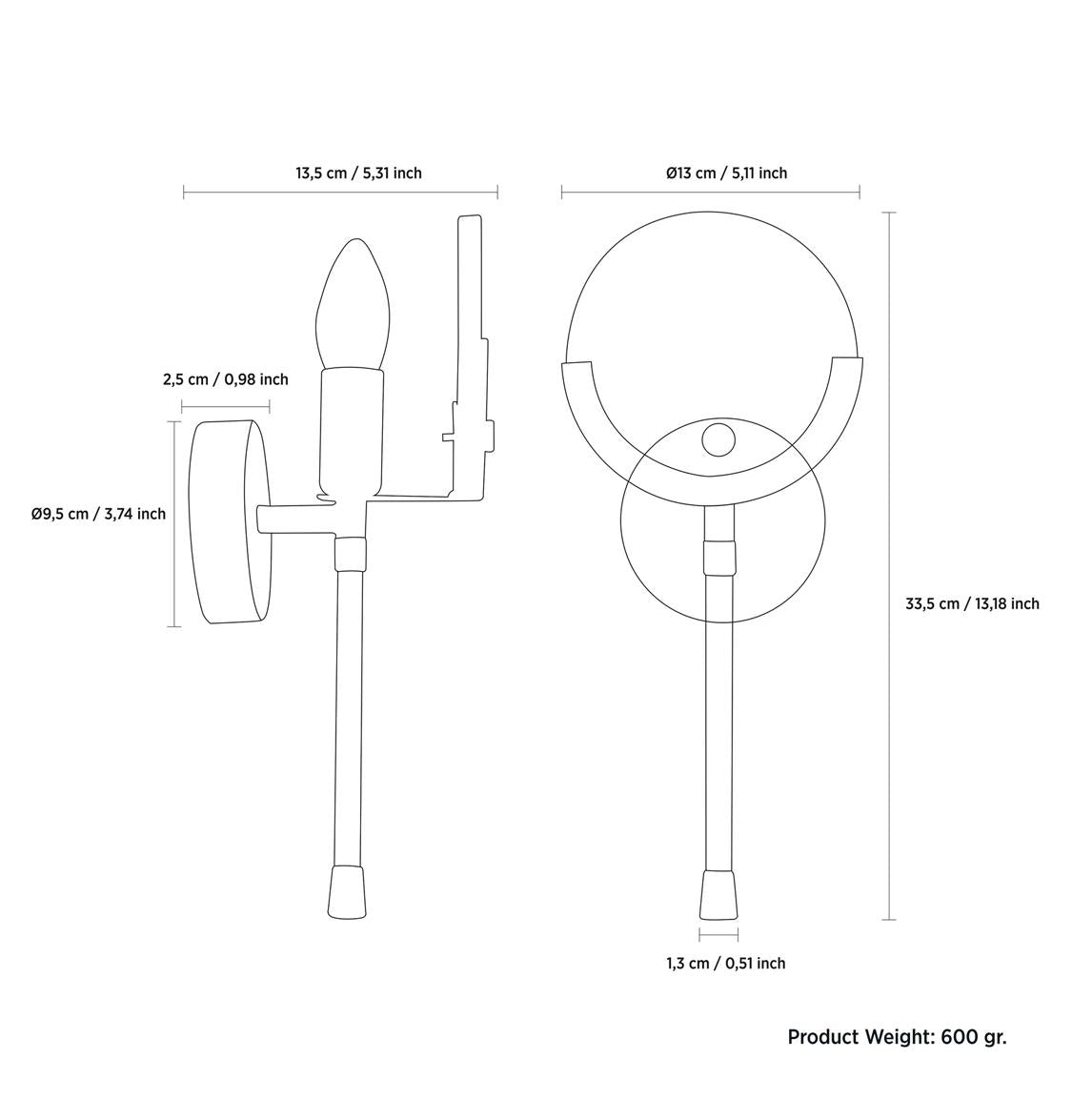 Ardıç Chrome Small Wall Sconce - Heka Lighting & Trading Limited