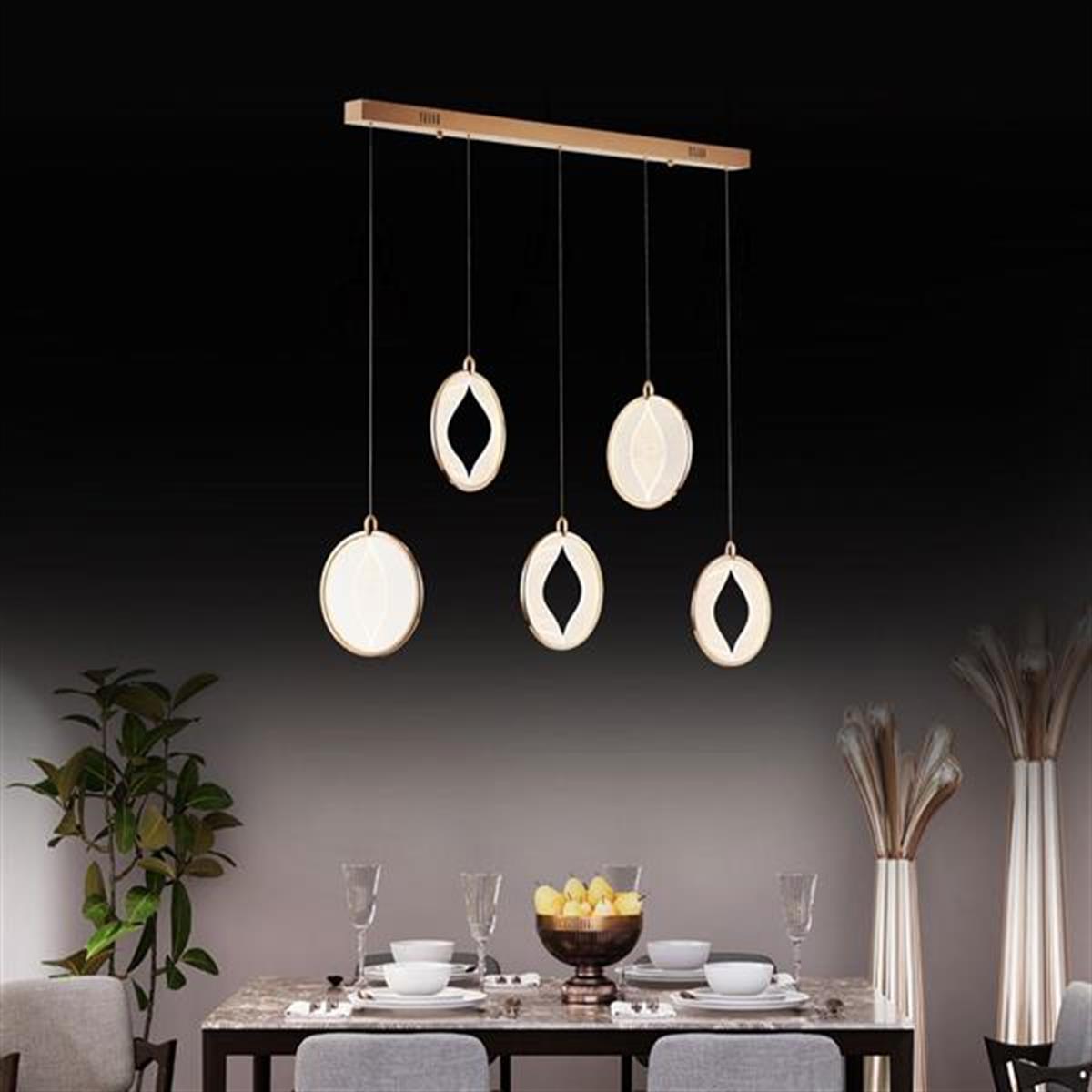 Asena 5-Piece Acrylic Dining Table Top Led Pendant Light Chandelier - Heka Lighting & Trading Limited