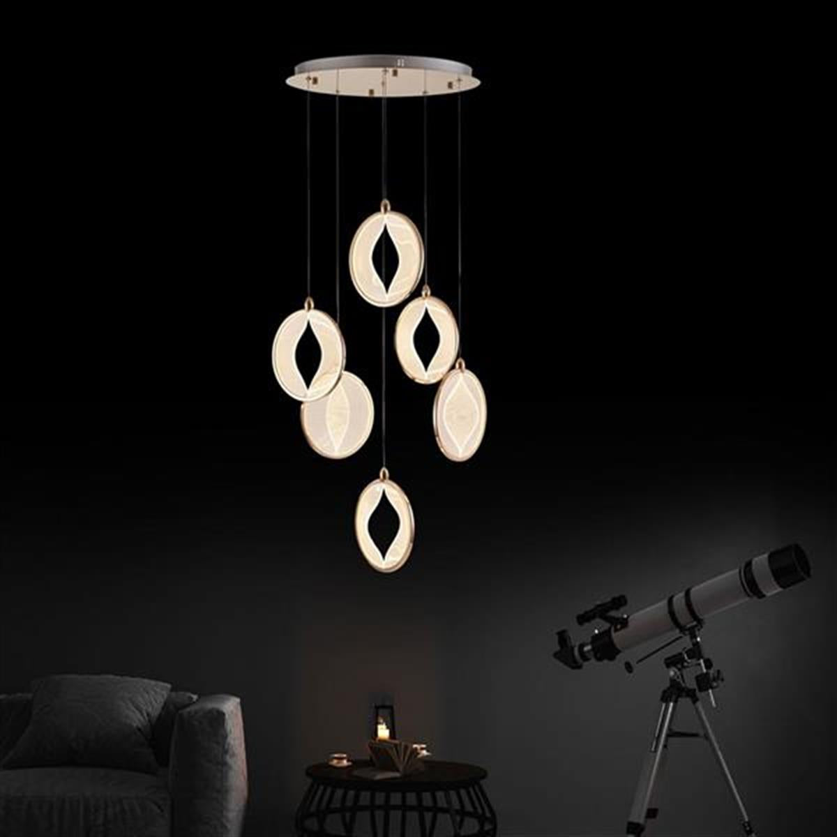 Asena 6-Piece Living Room Acrylic Led Pendant Light Chandelier - Heka Lighting & Trading Limited
