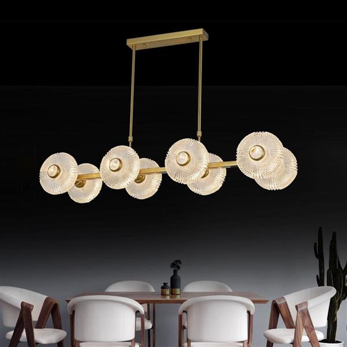 Aspar 8-Piece Antique Glass Dining Table Top Chandelier - Heka Lighting & Trading Limited