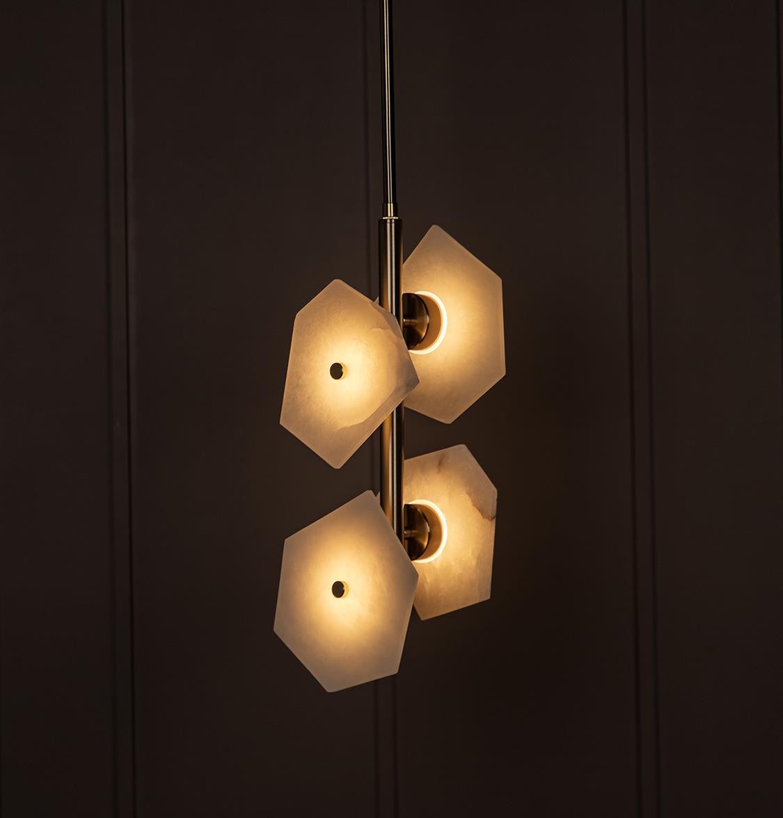 Azor Four Marble Brass Pendant Light - Heka Lighting & Trading Limited