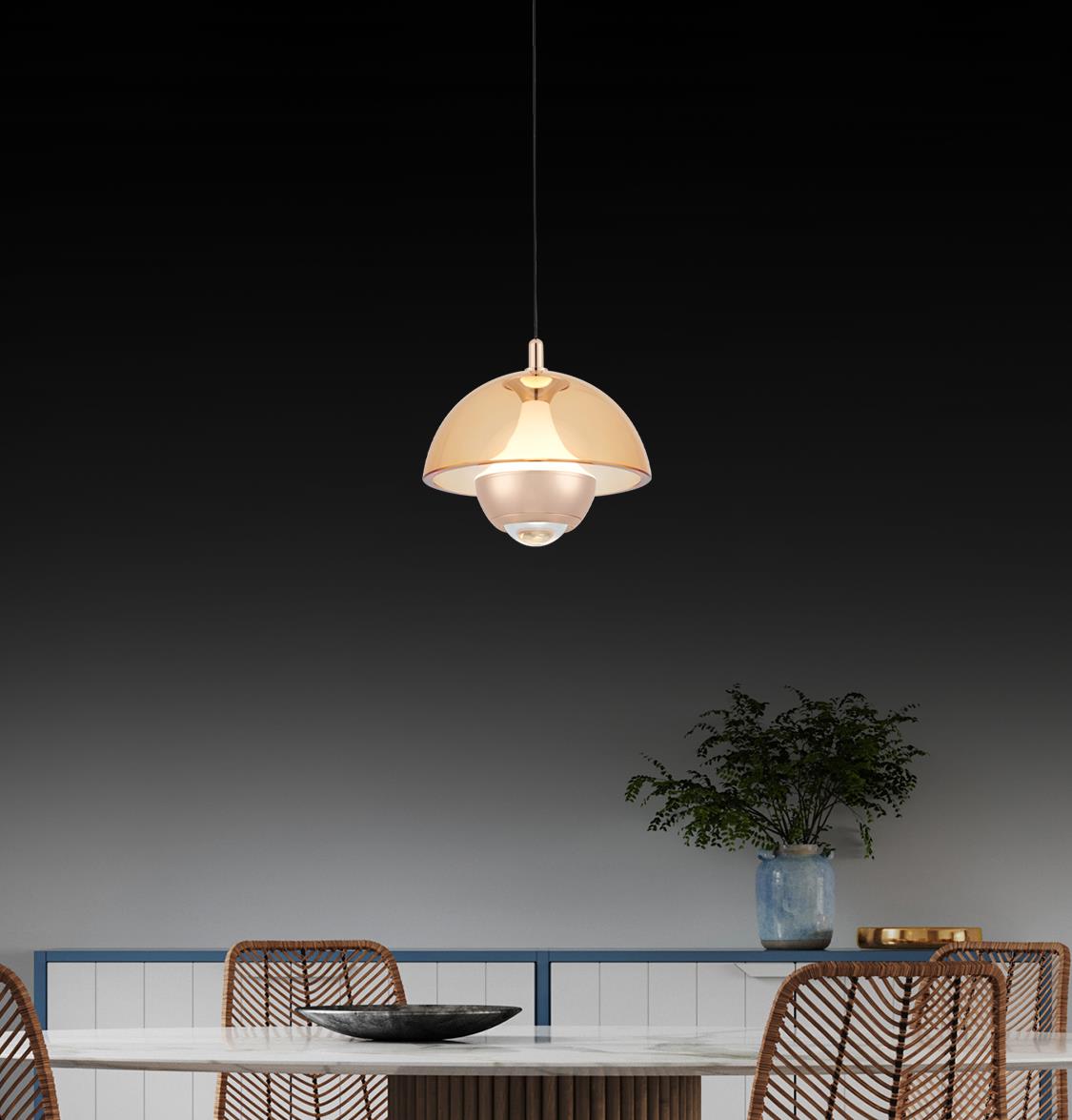 Bumin Honey Acrylic Gold Aluminum Led Pendant Light 18 Cm - Heka Lighting & Trading Limited