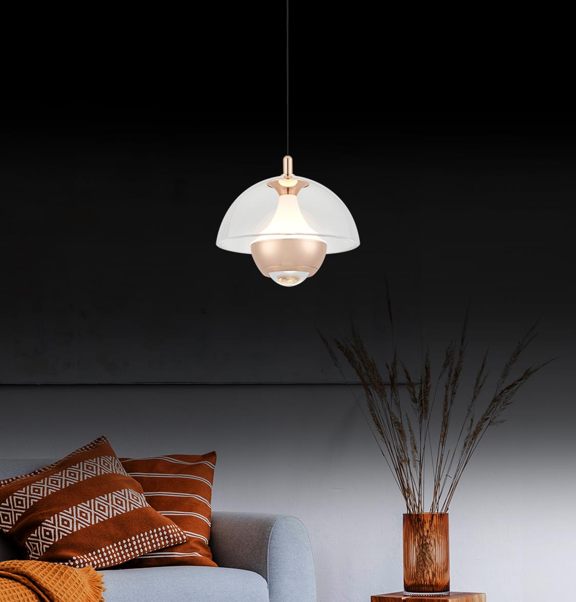 Bumin Transparent Acrylic Gold Aluminum Led Pendant Light 23 Cm - Heka Lighting & Trading Limited