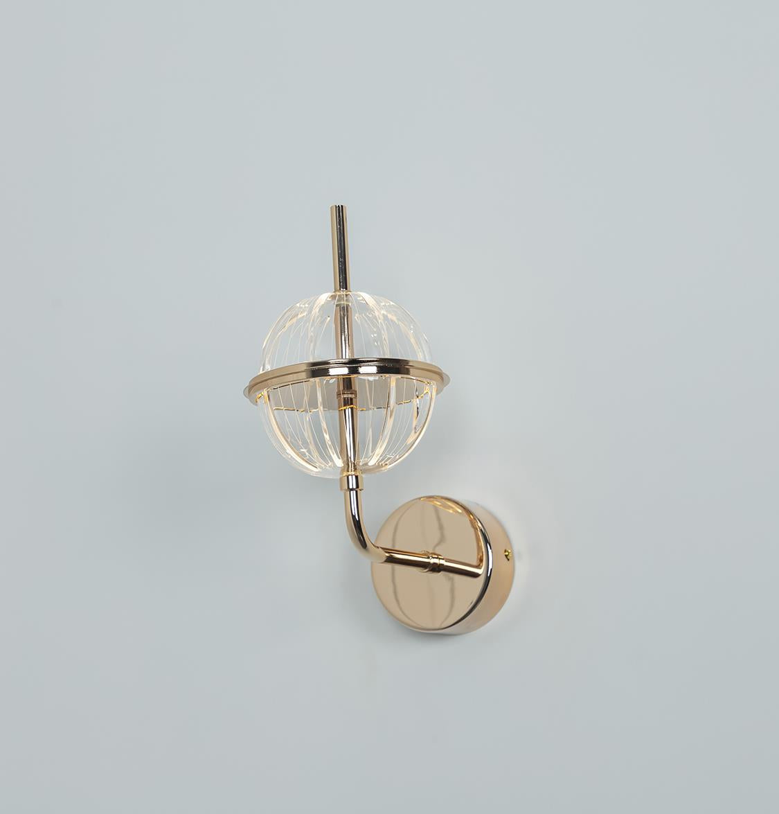 Carina Globe Transparent Acrylic Gold Led Wall Sconce 14 Cm - Heka Lighting & Trading Limited