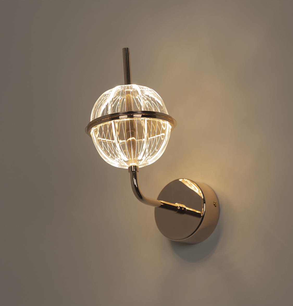 Carina Globe Transparent Acrylic Gold Led Wall Sconce 14 Cm - Heka Lighting & Trading Limited