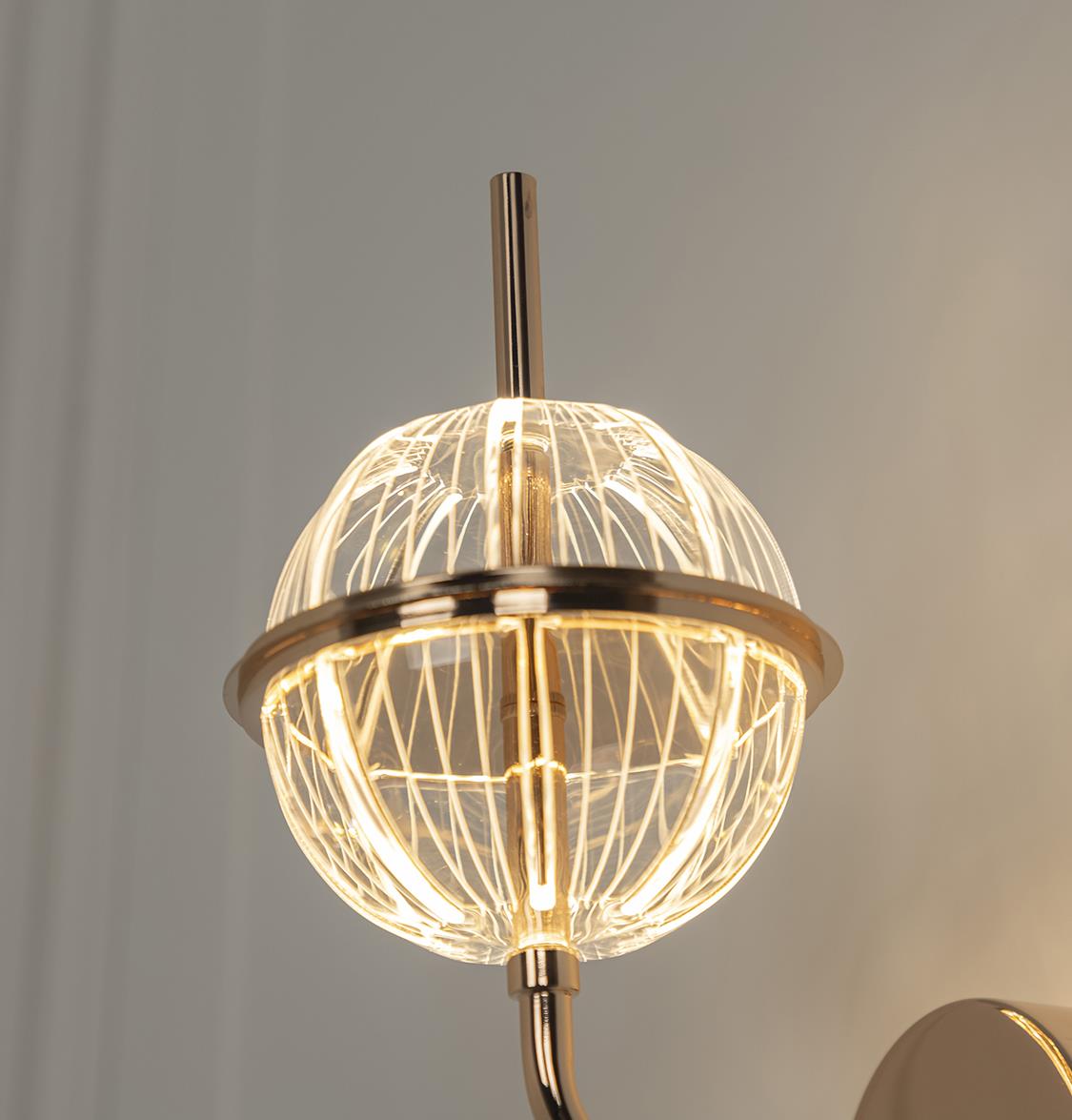 Carina Globe Transparent Acrylic Gold Led Wall Sconce 14 Cm - Heka Lighting & Trading Limited