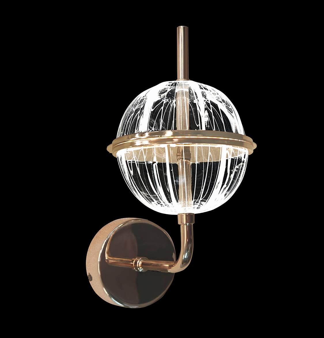 Carina Globe Transparent Acrylic Gold Led Wall Sconce 14 Cm - Heka Lighting & Trading Limited