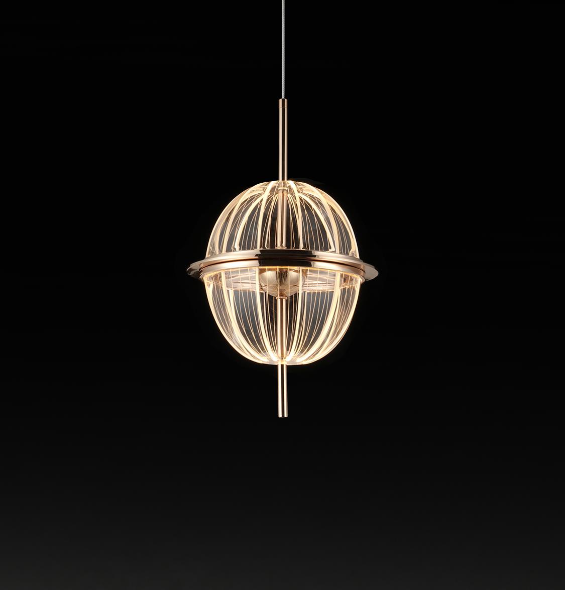 Carina Single Transparent Acrylic Gold Pendant Light Chandelier 40 Cm - Heka Lighting & Trading Limited