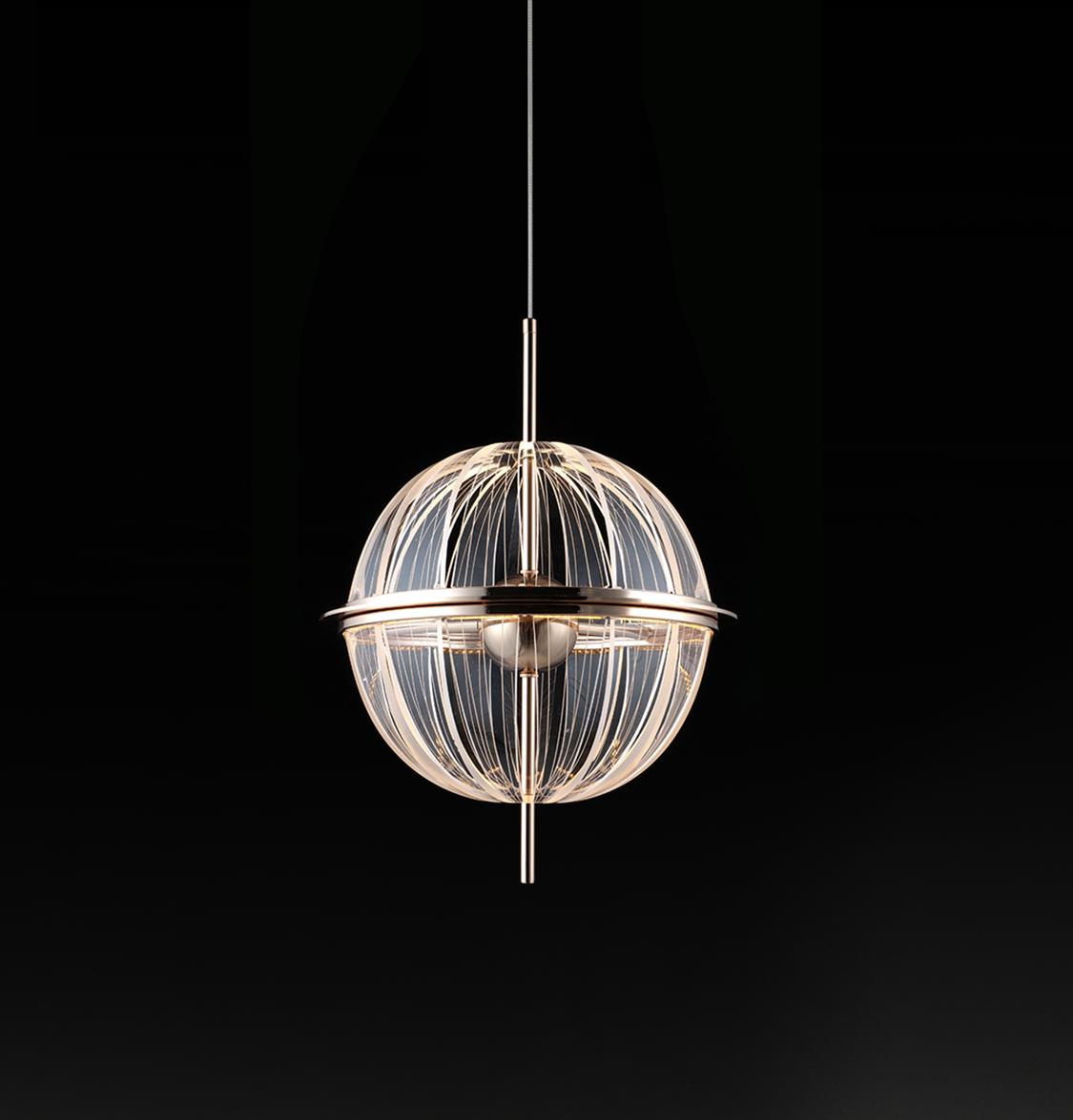 Carina Single Transparent Acrylic Gold Pendant Light Chandelier 40 Cm - Heka Lighting & Trading Limited