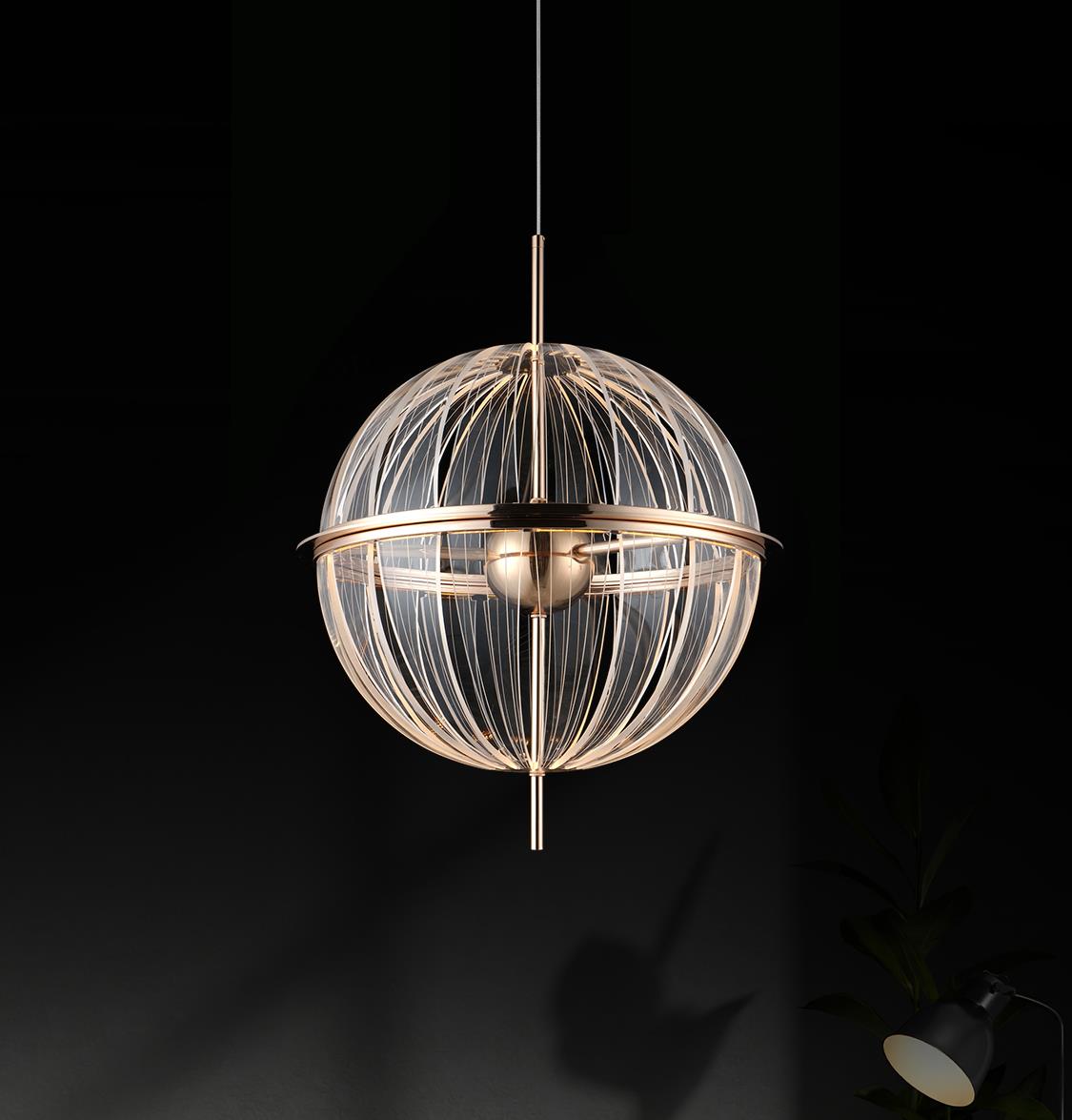 Carina Single Transparent Acrylic Gold Pendant Light Chandelier 40 Cm - Heka Lighting & Trading Limited