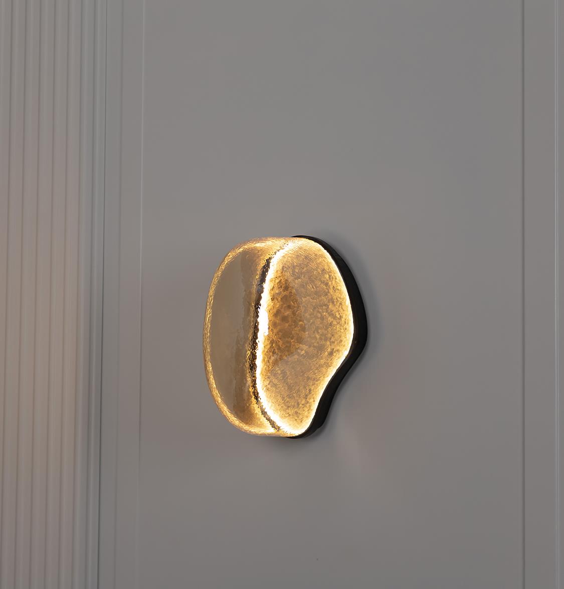 Gambia Honey Glass Black Wall Sconce 30 Cm - Heka Lighting & Trading Limited