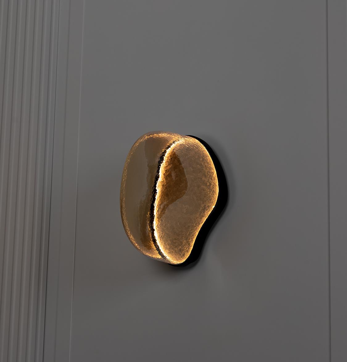 Gambia Honey Glass Black Wall Sconce 30 Cm - Heka Lighting & Trading Limited