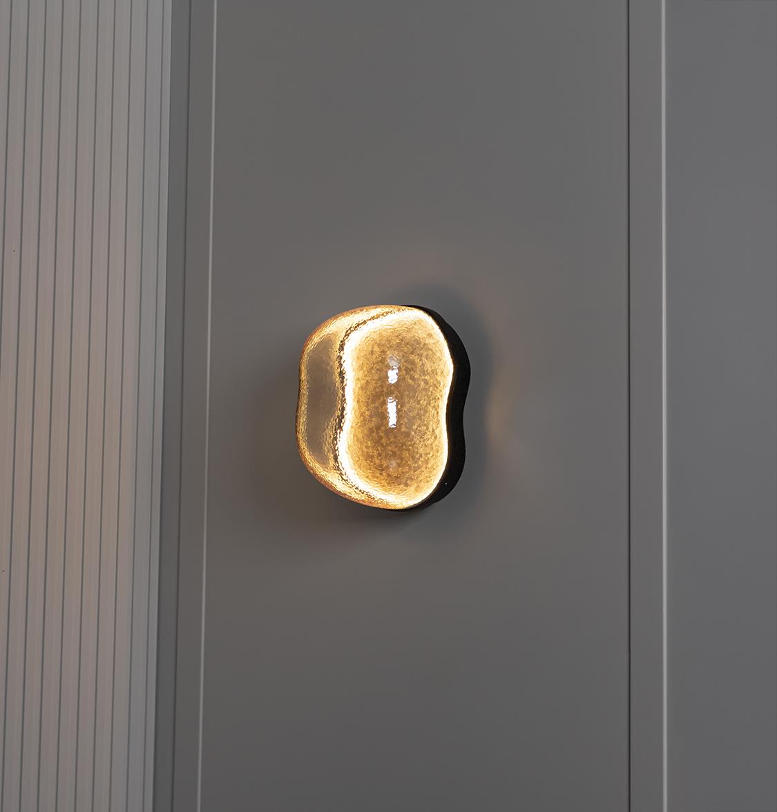 Gambia Honey Glass Black Wall Sconce 36 Cm - Heka Lighting & Trading Limited