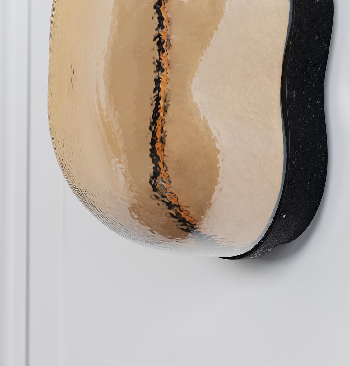 Gambia Honey Glass Black Wall Sconce 36 Cm - Heka Lighting & Trading Limited