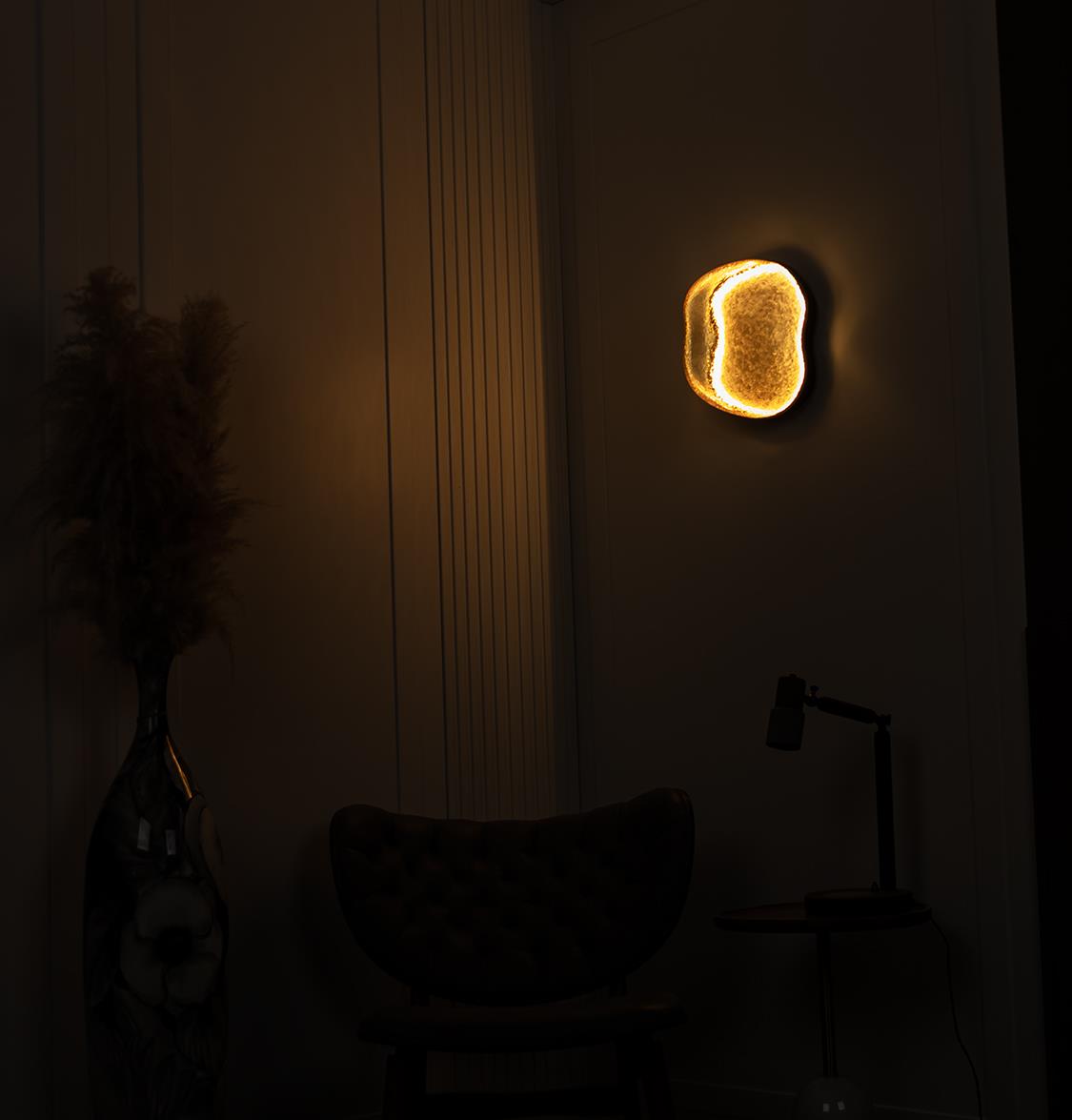 Gambia Honey Glass Black Wall Sconce 36 Cm - Heka Lighting & Trading Limited