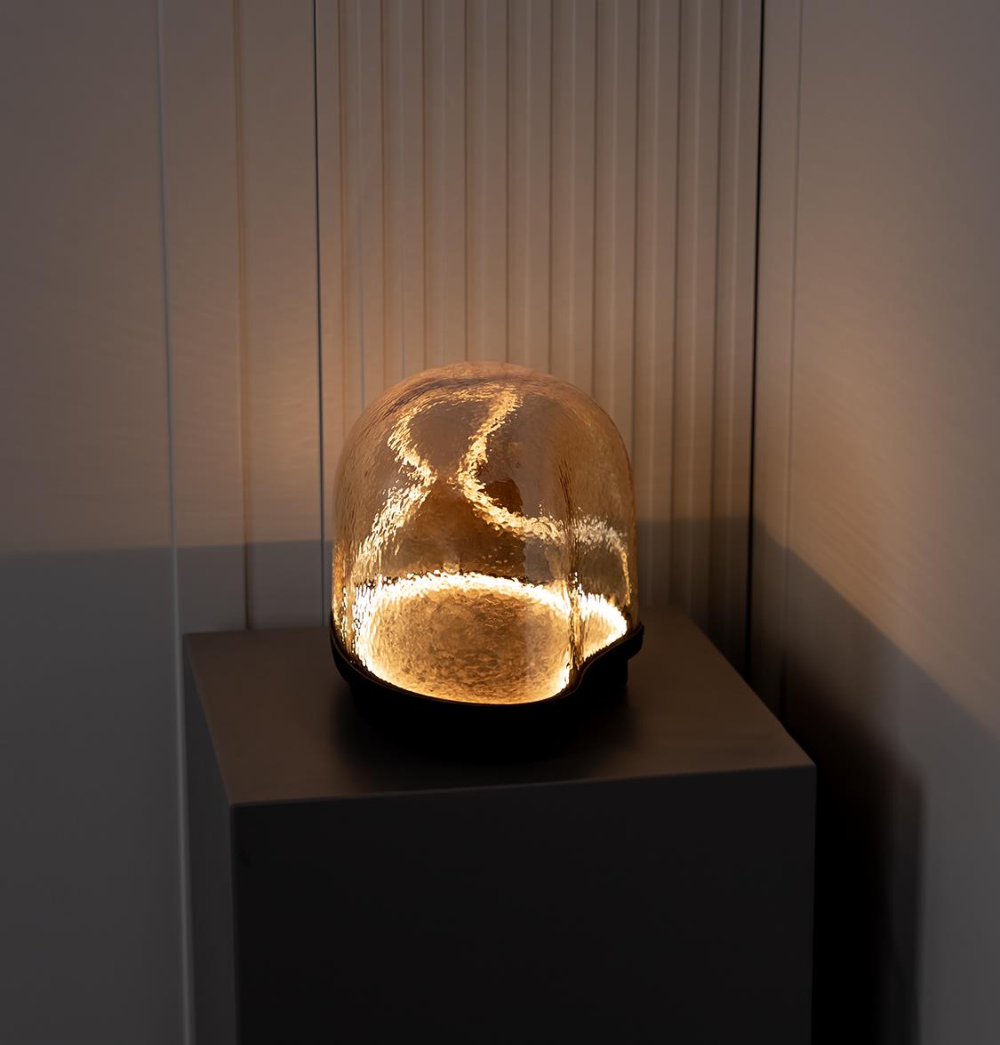 Gambia Honey Glass Black Table Lamp 33 Cm - Heka Lighting & Trading Limited