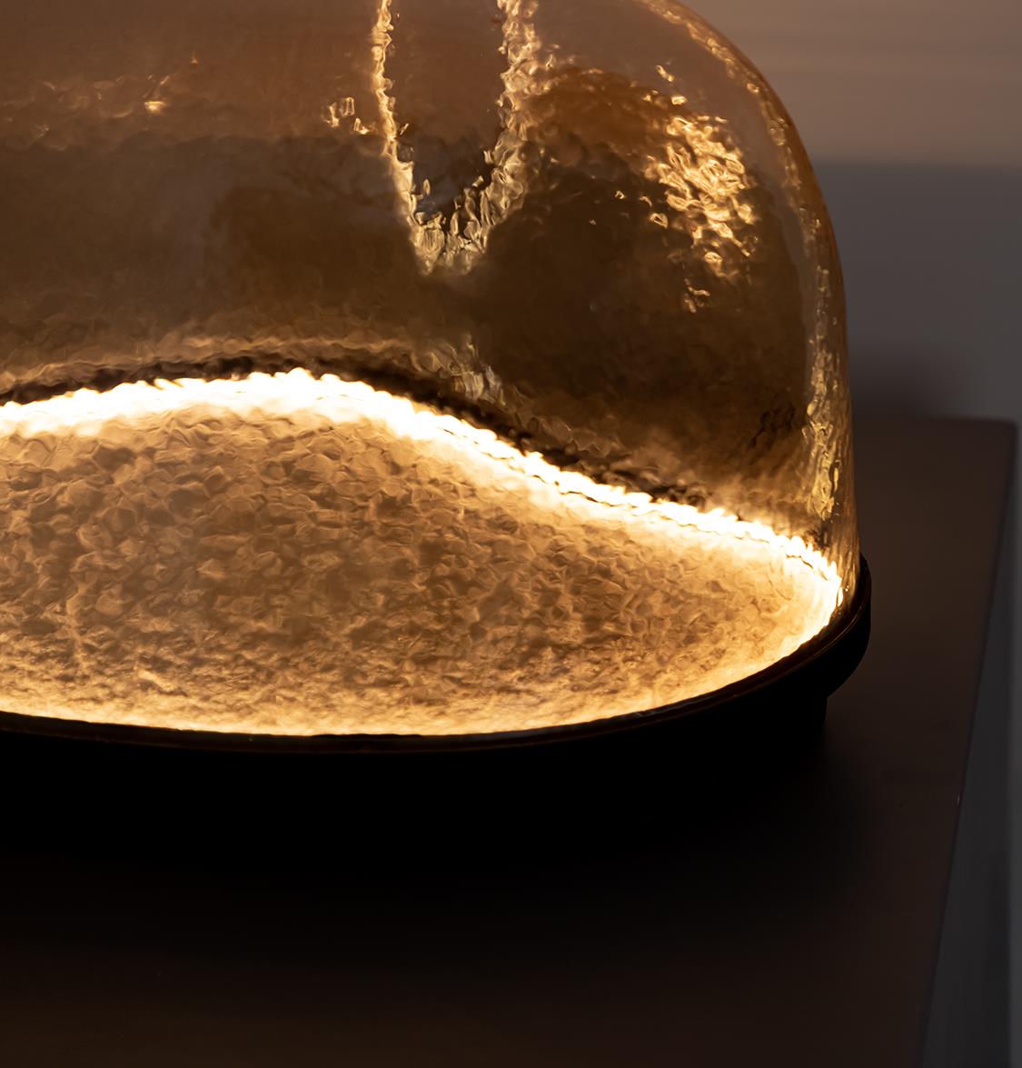 Gambia Honey Glass Black Table Lamp 33 Cm - Heka Lighting & Trading Limited