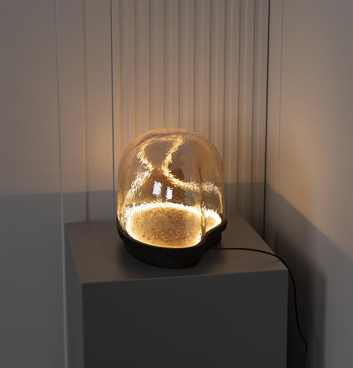 Gambia Honey Glass Black Table Lamp 33 Cm - Heka Lighting & Trading Limited