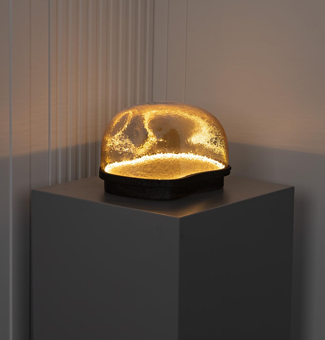 Gambia Honey Glass Black Table Lamp 38 Cm - Heka Lighting & Trading Limited