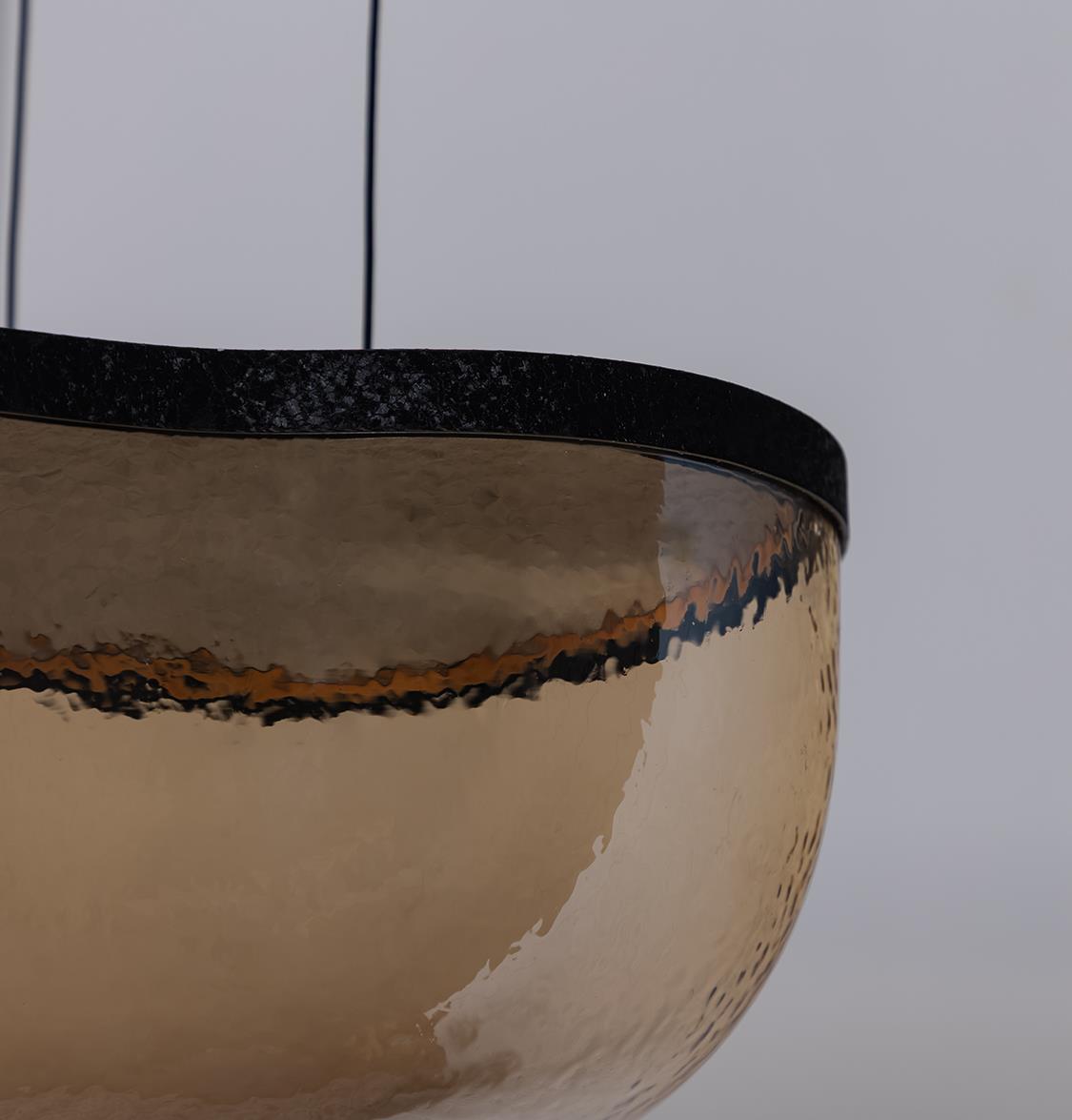 Gambia Honey Glass Black Pendant Light Chandelier 30 Cm - Heka Lighting & Trading Limited