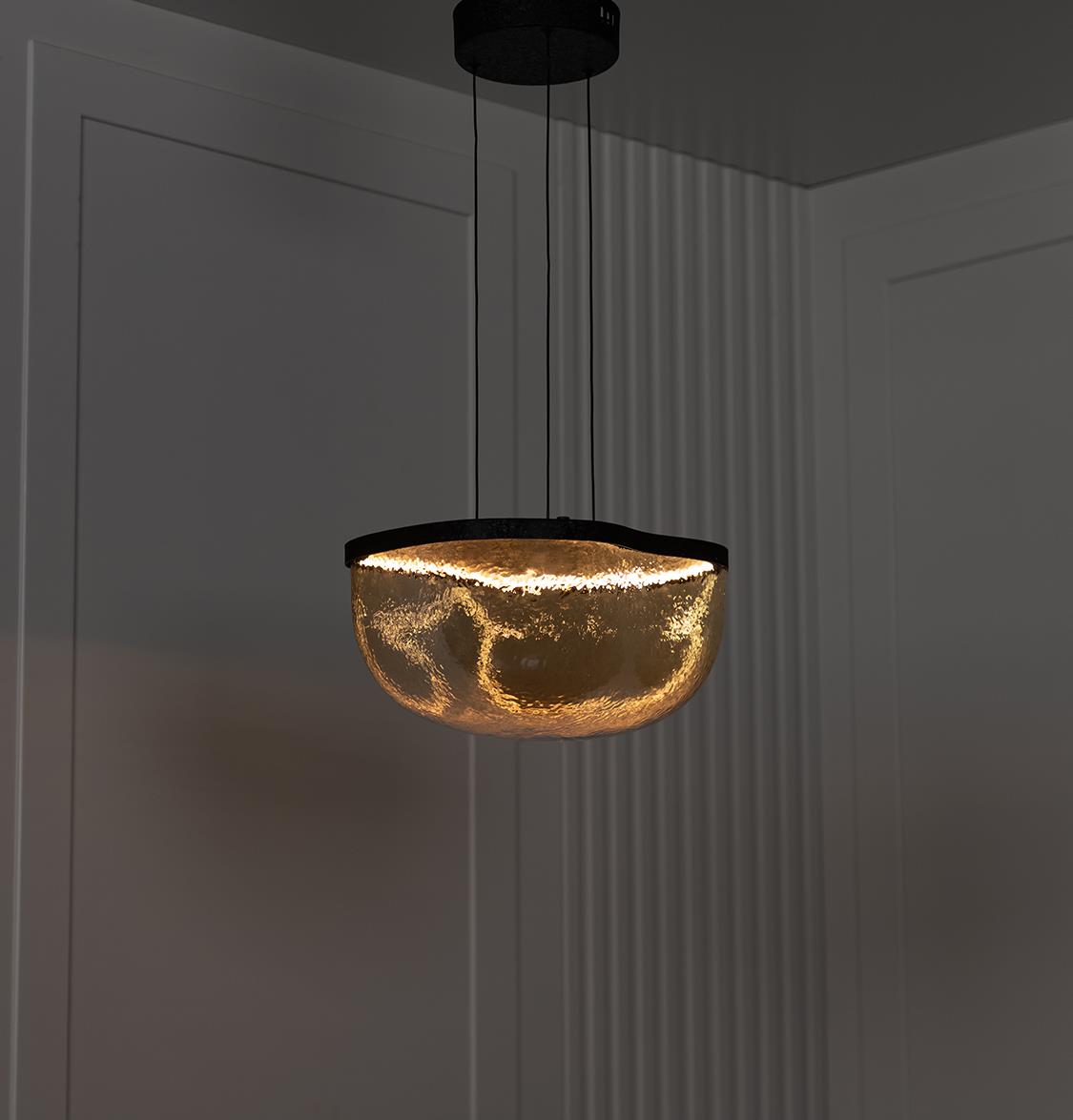 Gambia Honey Glass Black Pendant Light Chandelier 30 Cm - Heka Lighting & Trading Limited