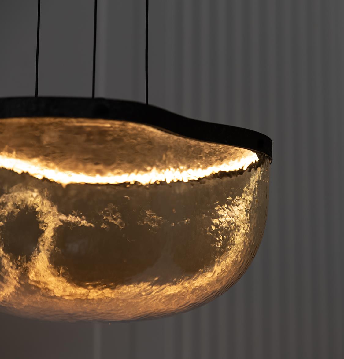 Gambia Honey Glass Black Pendant Light Chandelier 30 Cm - Heka Lighting & Trading Limited