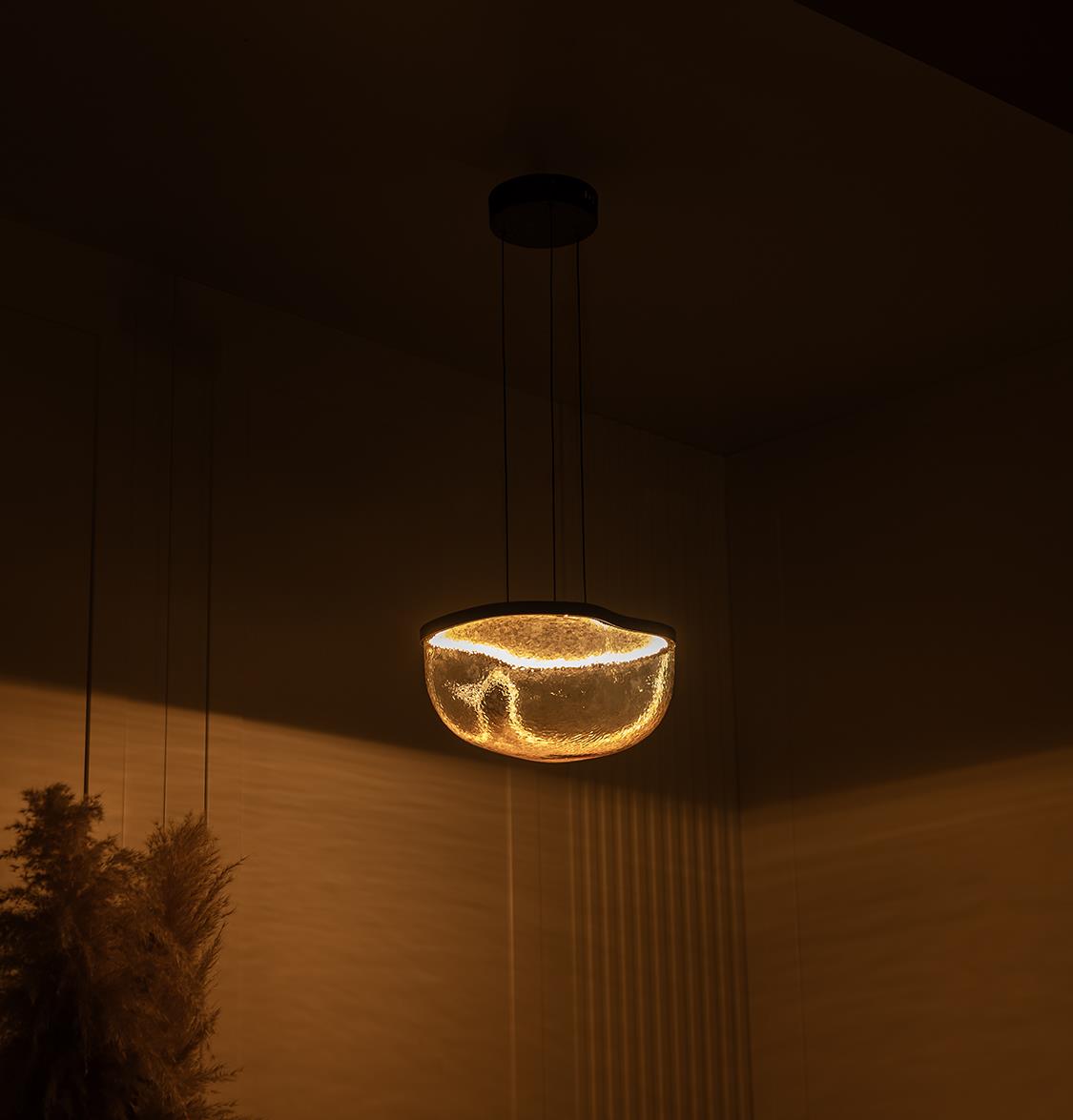 Gambia Honey Glass Black Pendant Light Chandelier 30 Cm - Heka Lighting & Trading Limited