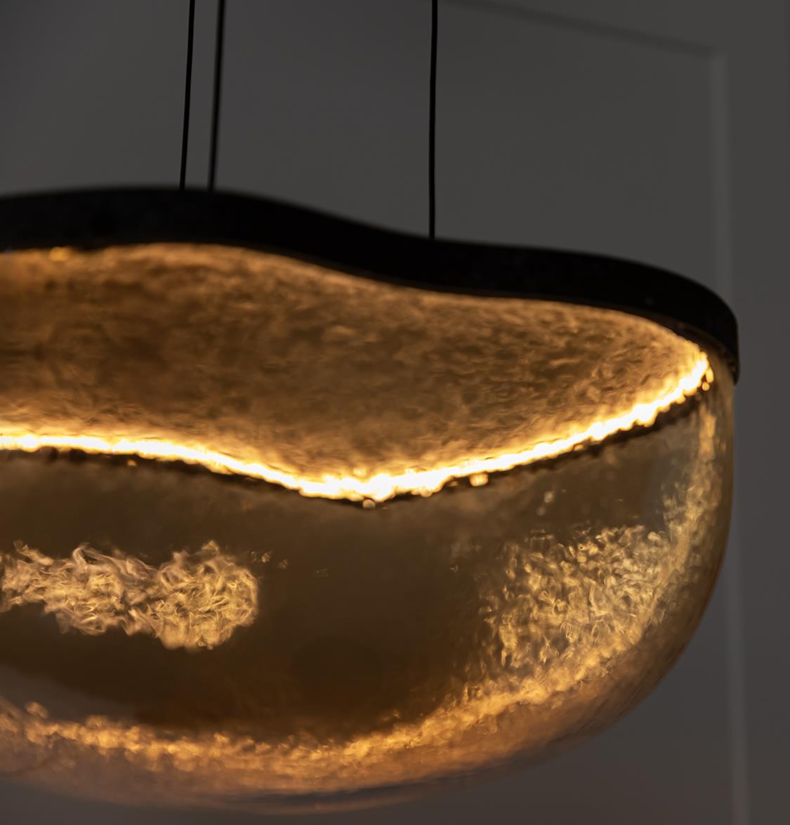 Gambia Honey Glass Black Pendant Light Chandelier 30 Cm - Heka Lighting & Trading Limited