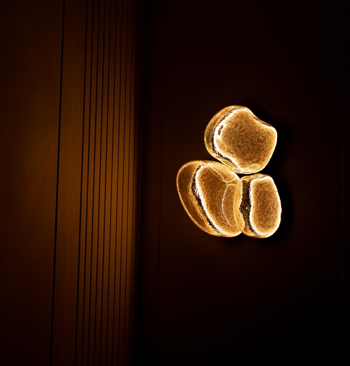 Gambia Three Honey Glass Black Wall Sconce 55 Cm - Heka Lighting & Trading Limited