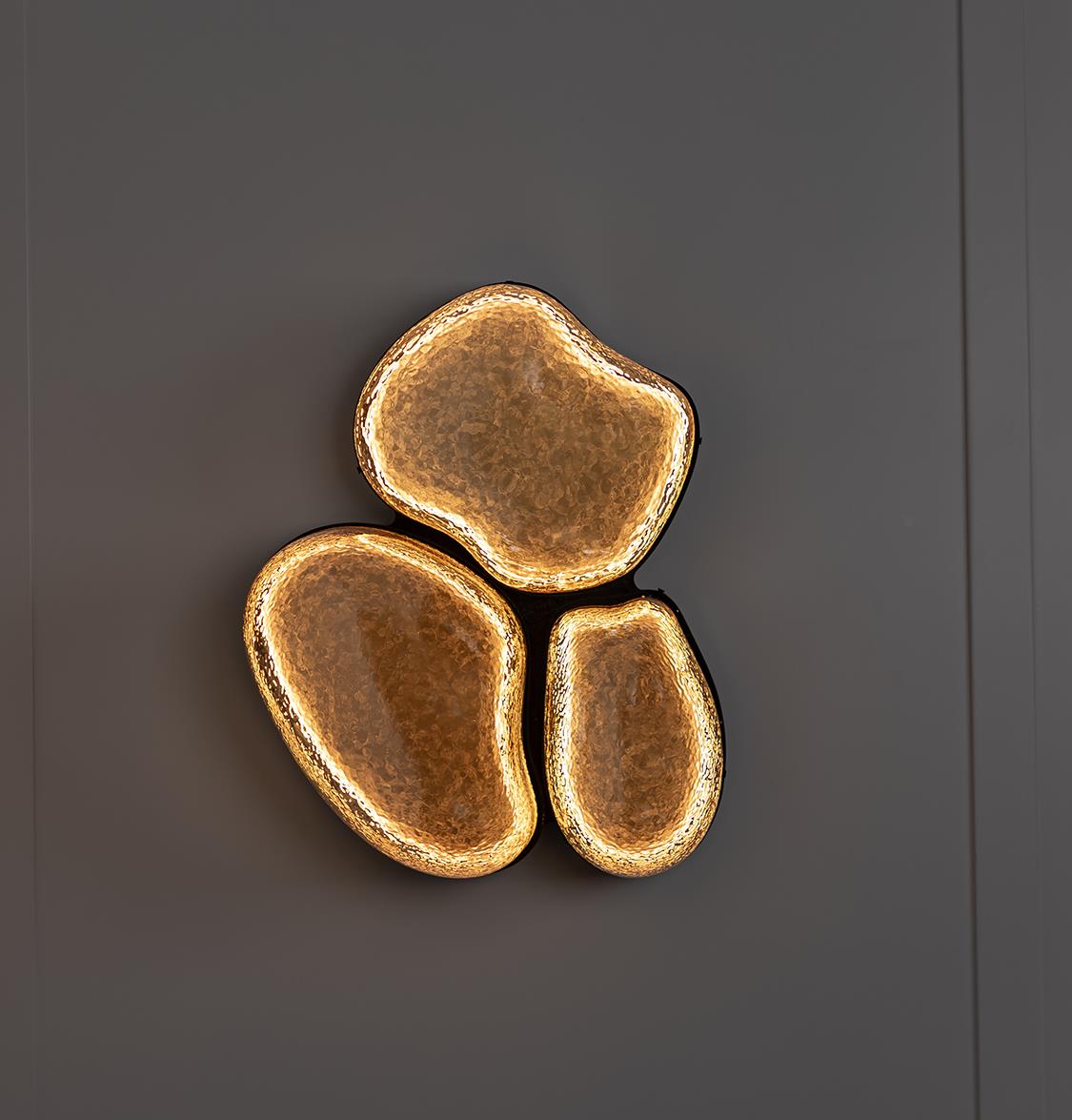 Gambia Three Honey Glass Black Wall Sconce 55 Cm - Heka Lighting & Trading Limited