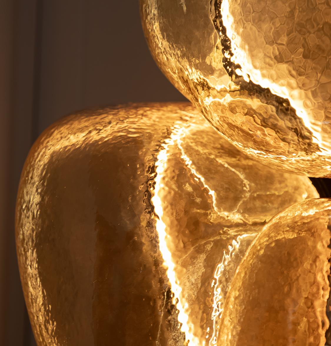 Gambia Three Honey Glass Black Wall Sconce 55 Cm - Heka Lighting & Trading Limited