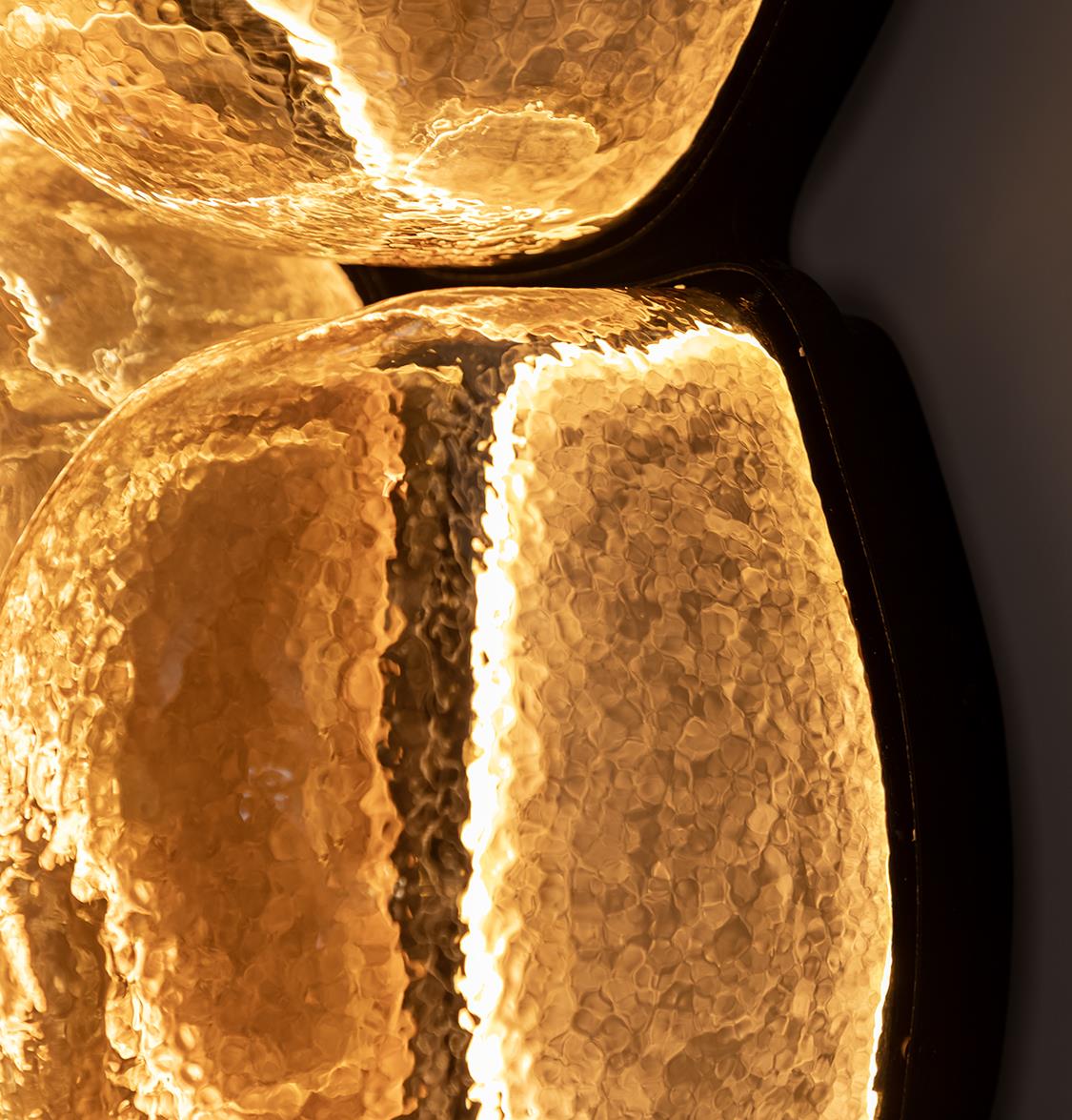 Gambia Three Honey Glass Black Wall Sconce 55 Cm - Heka Lighting & Trading Limited