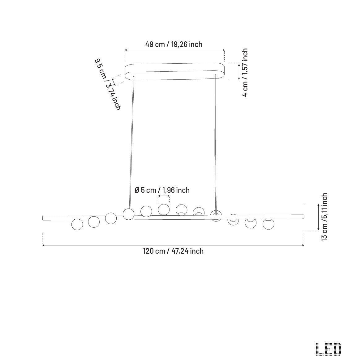Gine Marble Bulk Dining Table Chandelier 120 Cm - Heka Lighting & Trading Limited