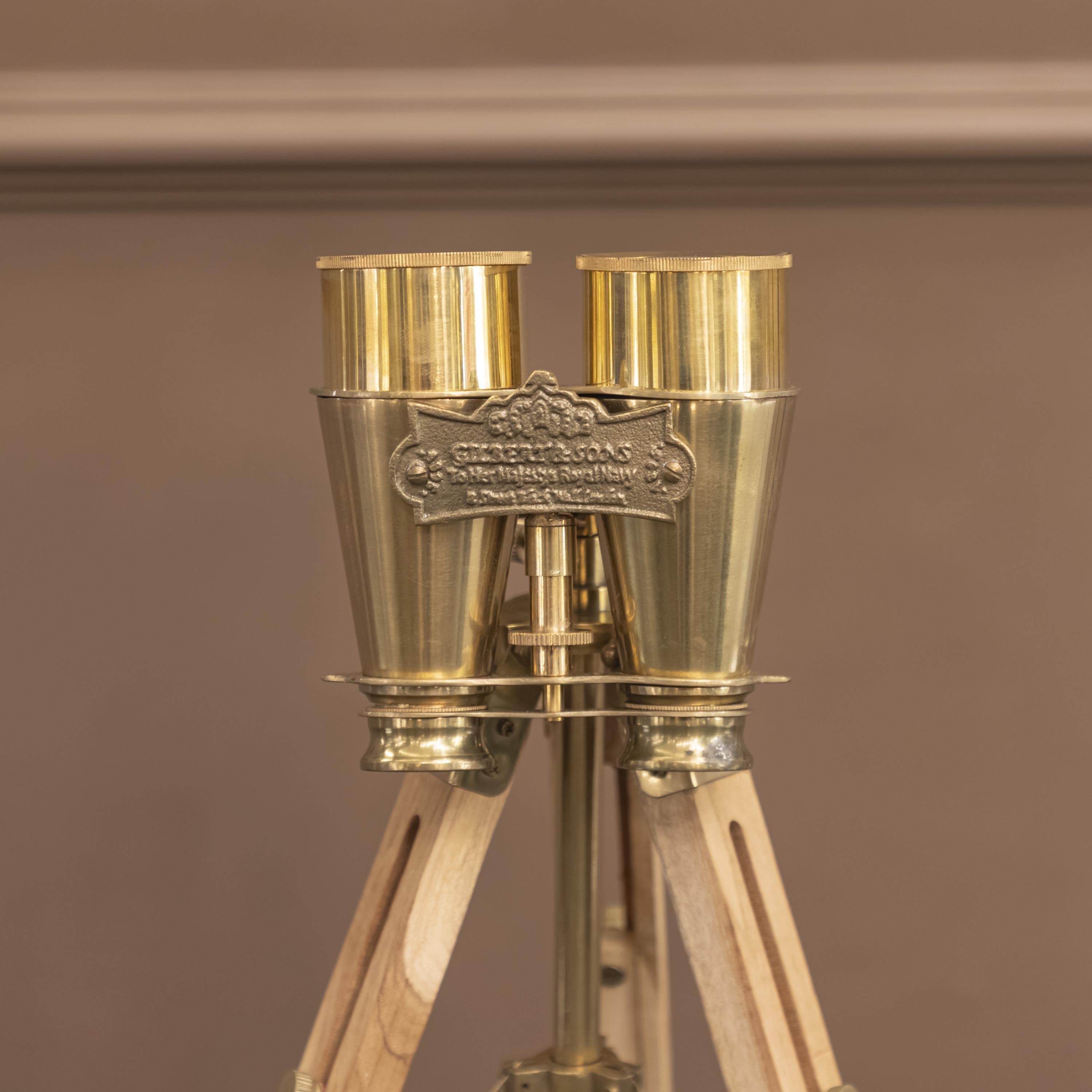 Gold Wood Standing Decorative Binoculars 17X40Cm