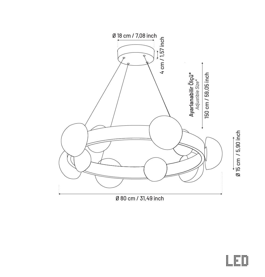 Hartum Marble Antique Chandelier 80 Cm - Heka Lighting & Trading Limited