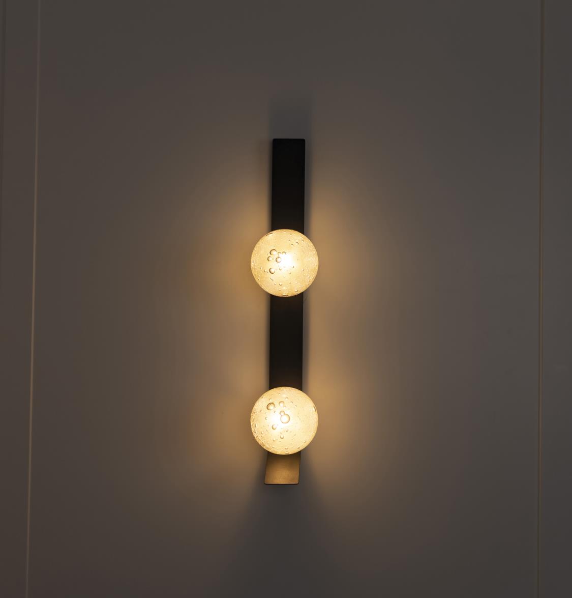 Helsingör Double Bubbly Soft Glass Black Wall Sconce - Heka Lighting & Trading Limited