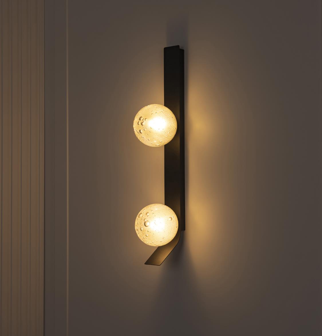 Helsingör Double Bubbly Soft Glass Black Wall Sconce - Heka Lighting & Trading Limited