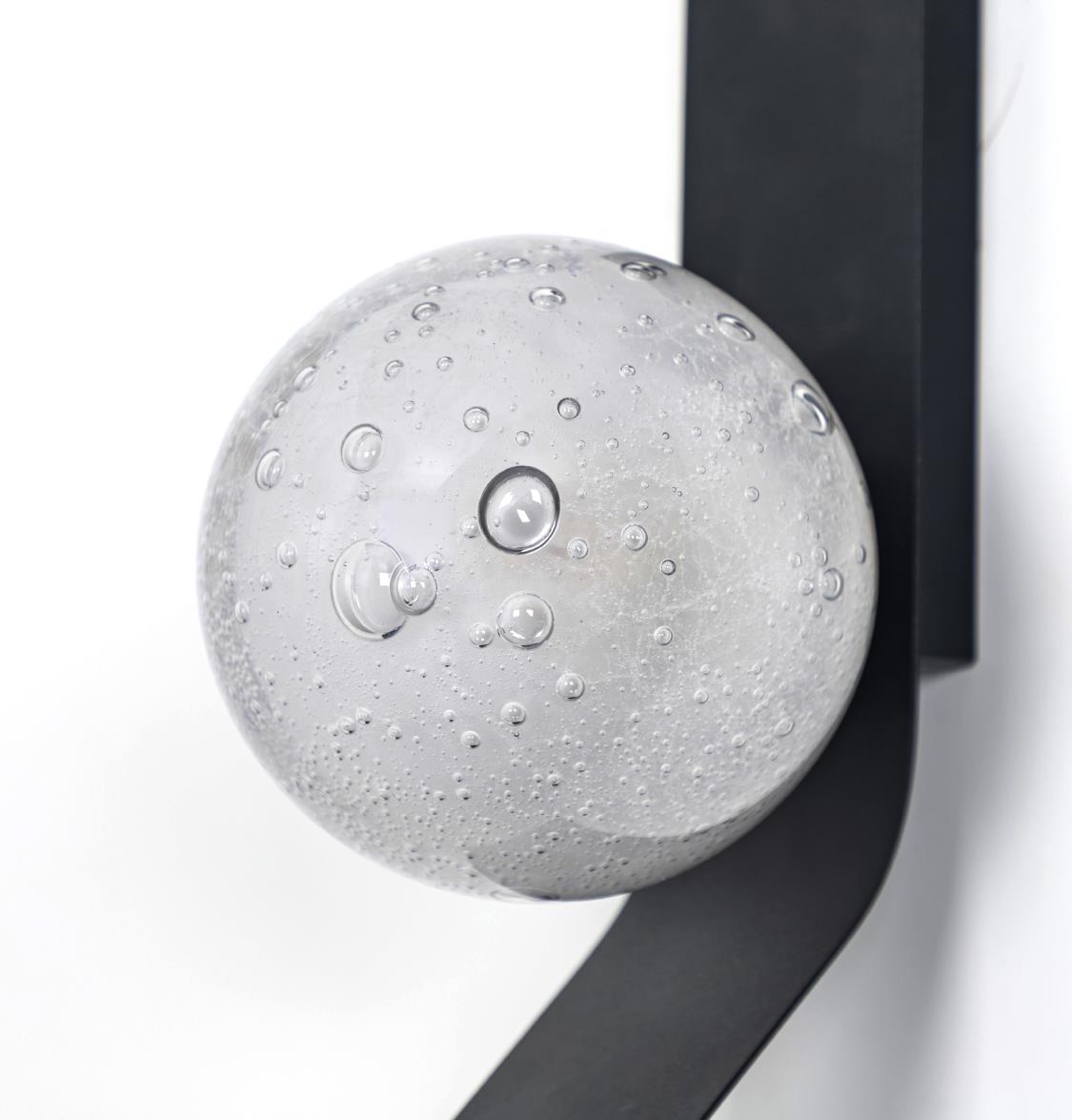 Helsingör Single Bubbly Soft Glass Black Wall Sconce - Heka Lighting & Trading Limited