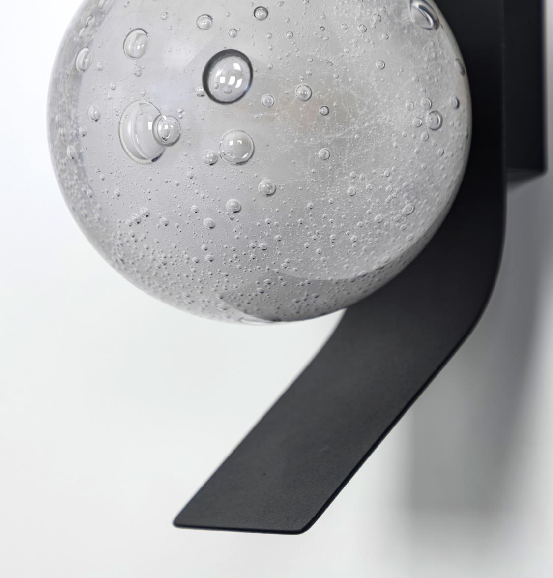 Helsingör Single Bubbly Soft Glass Black Wall Sconce - Heka Lighting & Trading Limited
