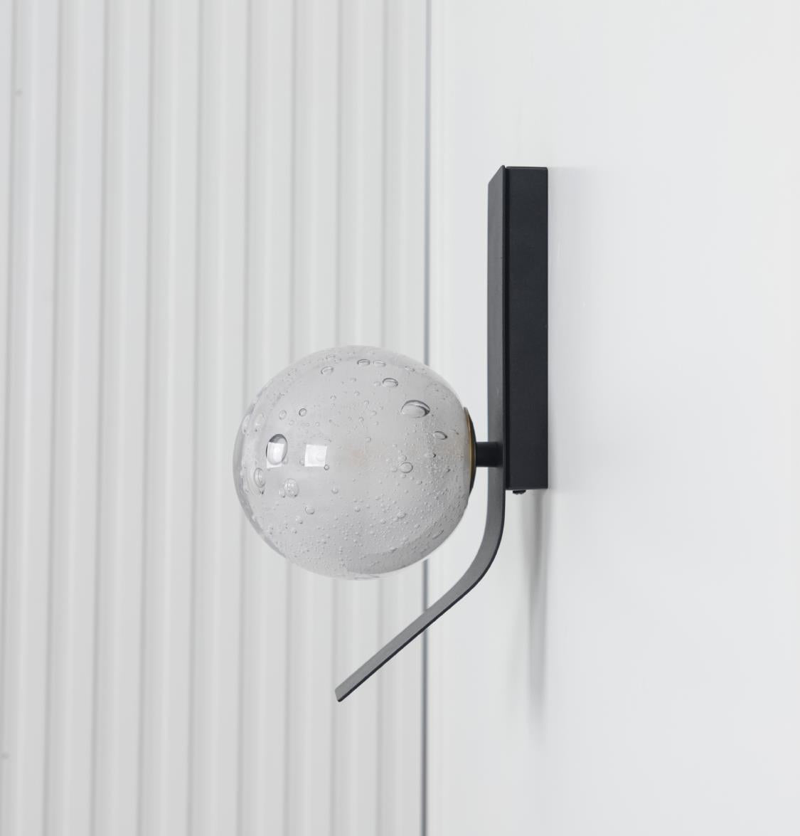 Helsingör Single Bubbly Soft Glass Black Wall Sconce - Heka Lighting & Trading Limited