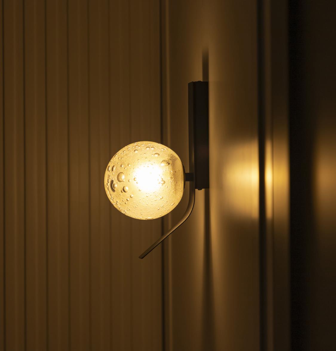 Helsingör Single Bubbly Soft Glass Black Wall Sconce - Heka Lighting & Trading Limited