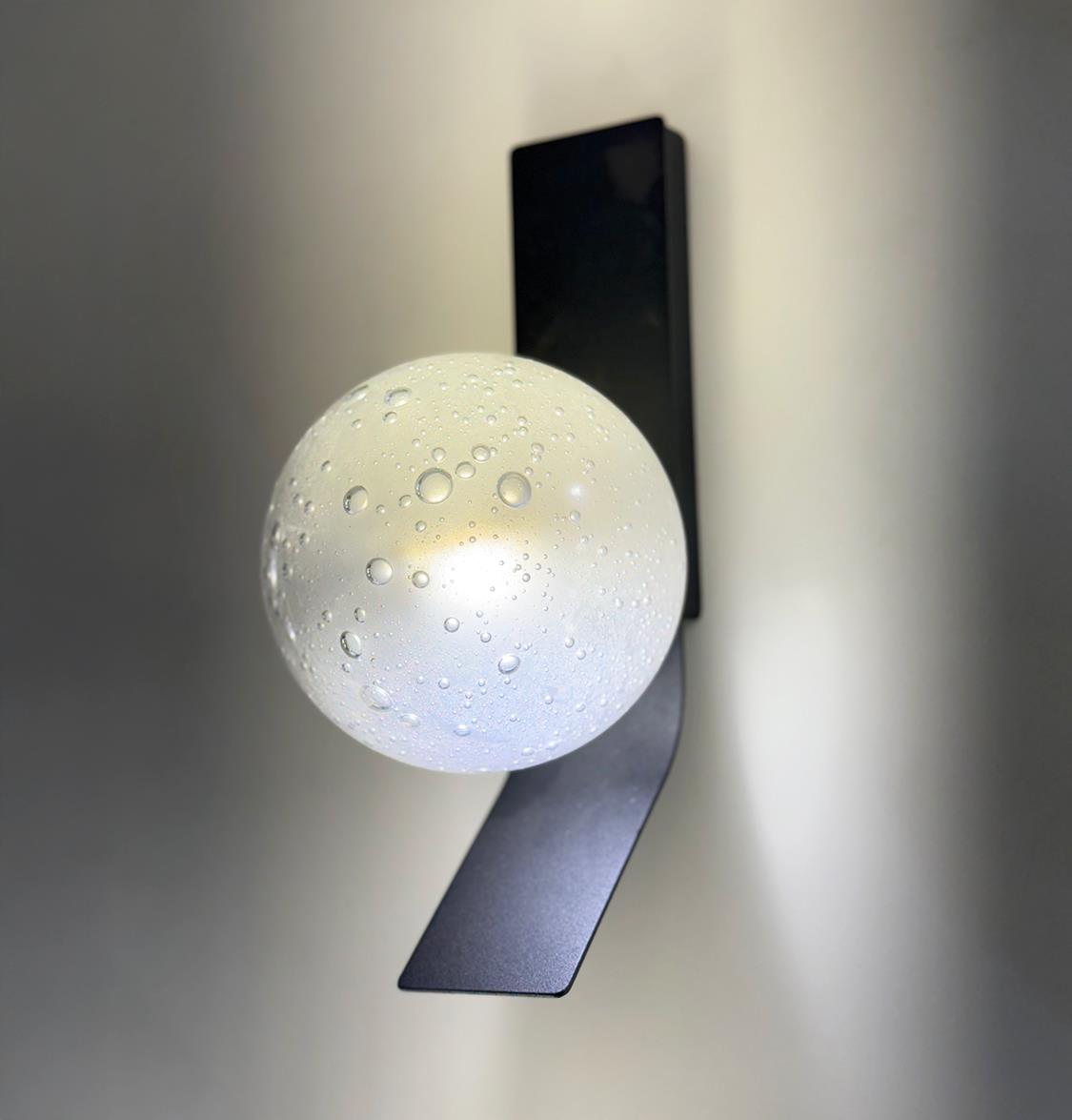 Helsingör Single Bubbly Soft Glass Black Wall Sconce - Heka Lighting & Trading Limited