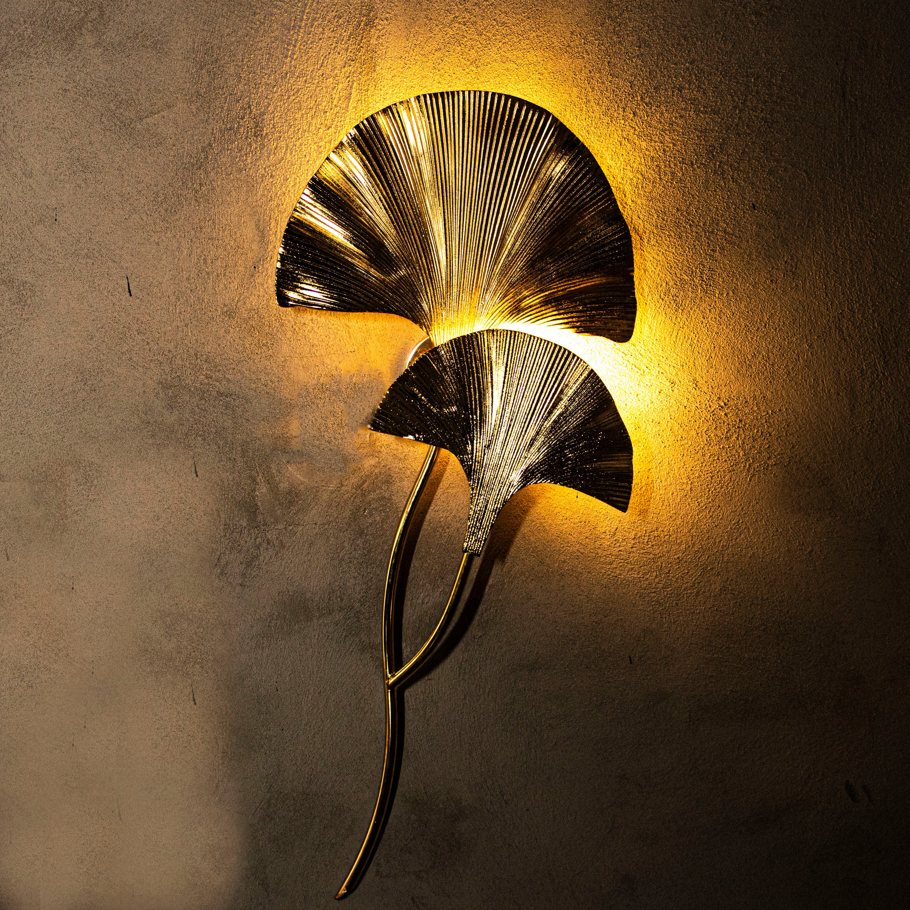 Handmade Ginkgo Double Leaf Sconce Lighting, Mid Century Astara Gold Wall Lamp, Home Decor Wall Mounted Lamp - Heka Lighting & Trading Limited