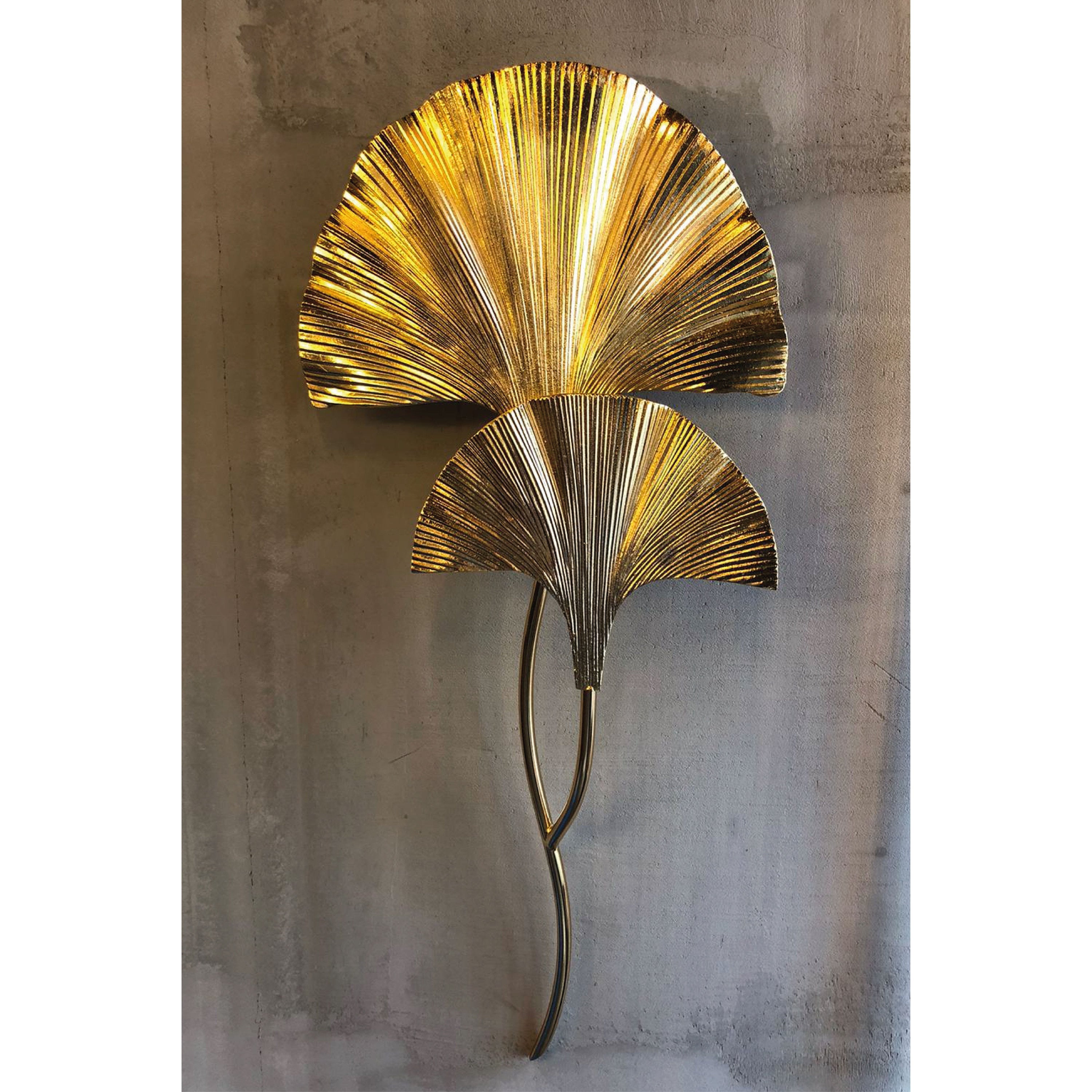 Handmade Ginkgo Double Leaf Sconce Lighting, Mid Century Astara Gold Wall Lamp, Home Decor Wall Mounted Lamp - Heka Lighting & Trading Limited
