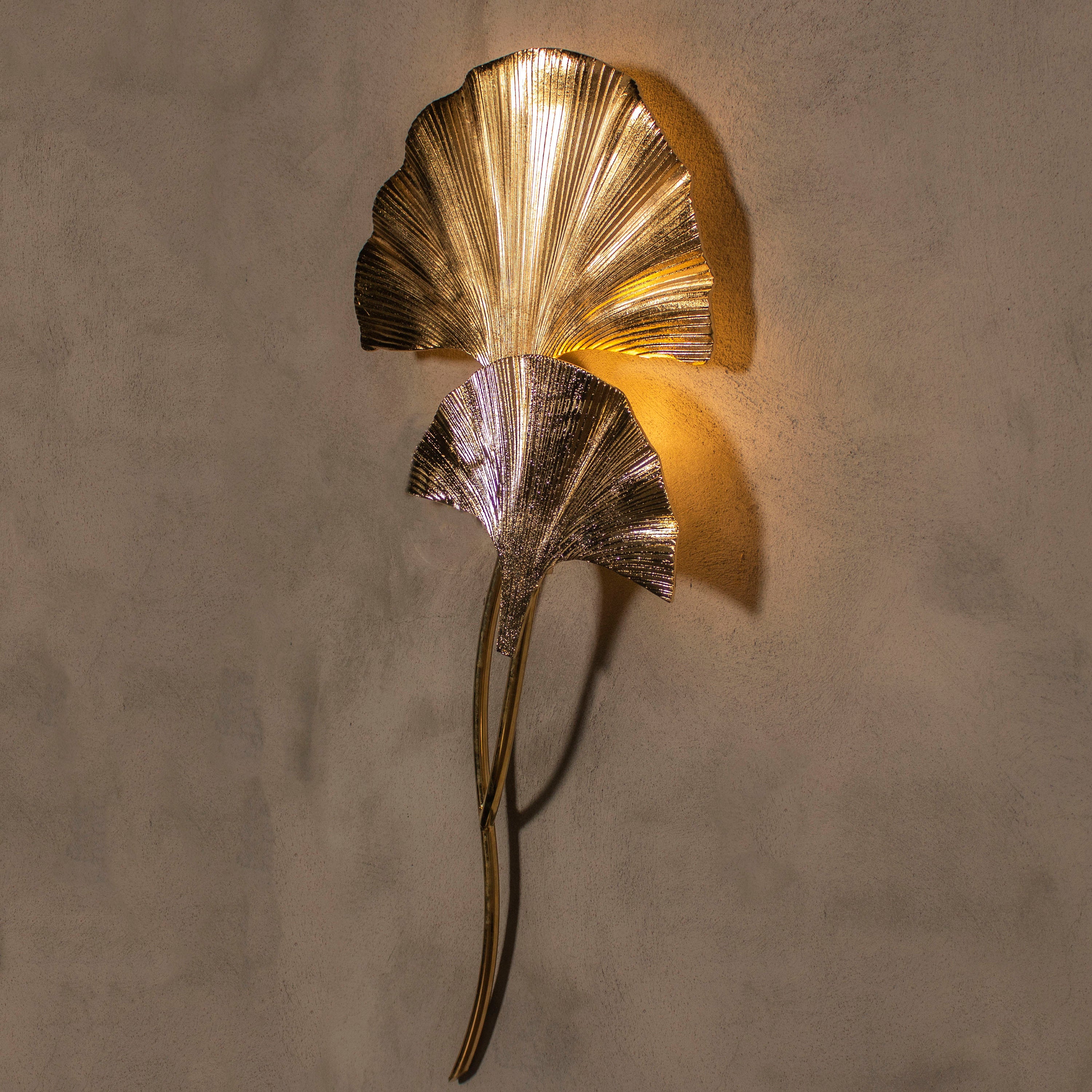 Handmade Ginkgo Double Leaf Sconce Lighting, Mid Century Astara Gold Wall Lamp, Home Decor Wall Mounted Lamp - Heka Lighting & Trading Limited