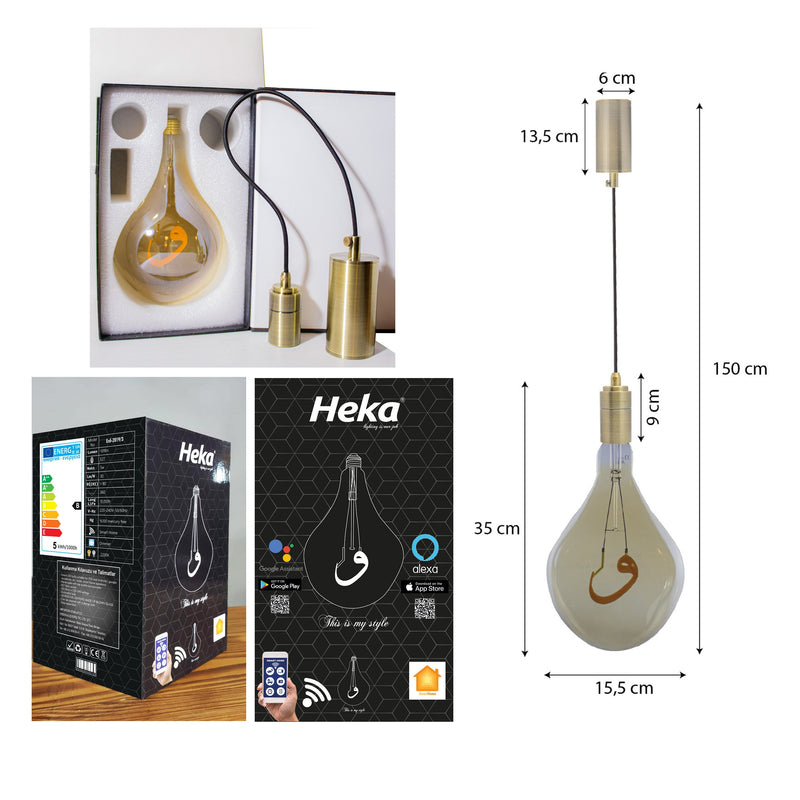 VAV Pendant Lamp Smart Bulb, Blown Glass Handmade Chandelier Lighting, Modern Art Deco Ceiling Pendant Lamp, Housewarming Gift Light