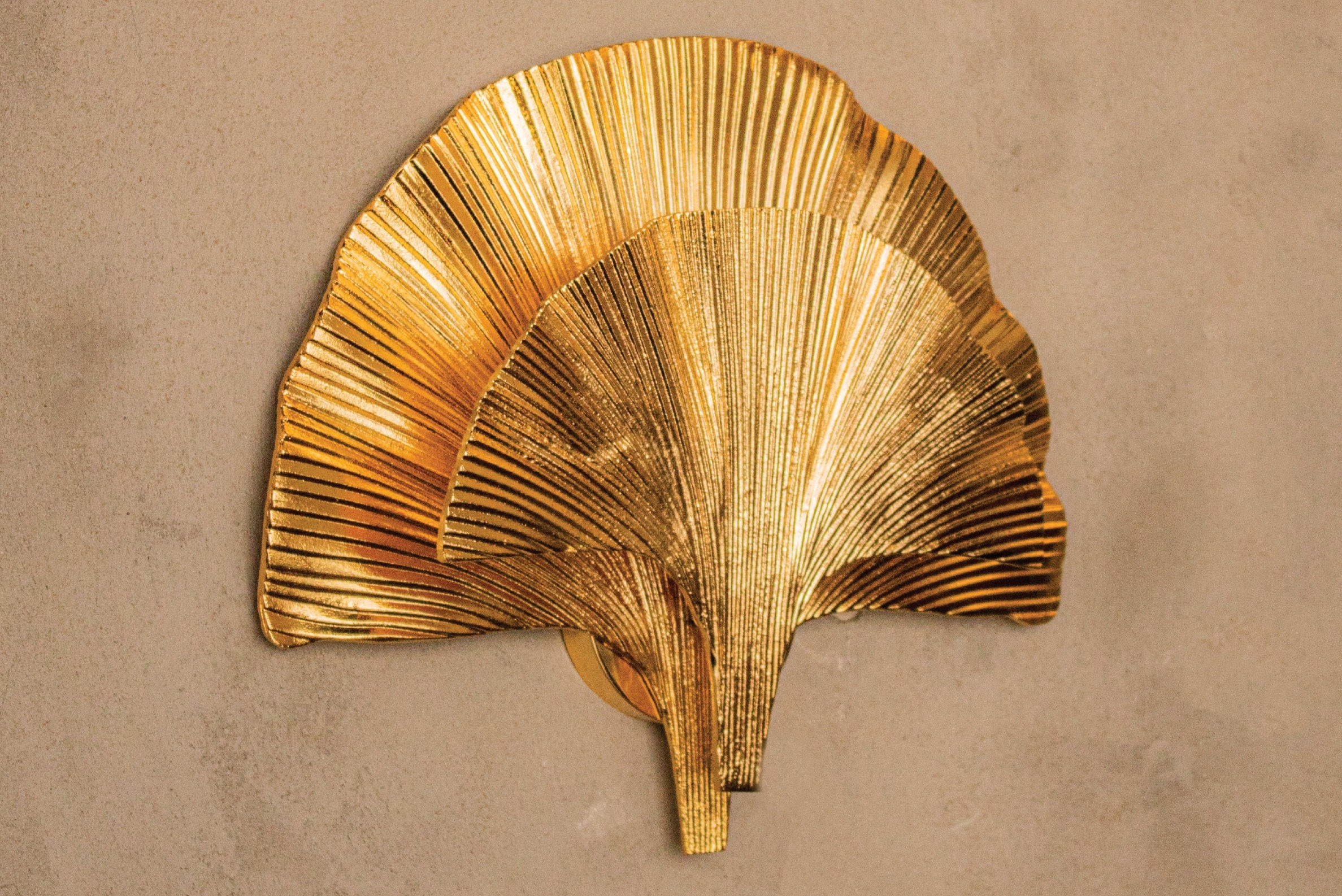 Astara Mid Century Ginkgo Double Leaf Wall Sconce, Handmade Gold Lamp, Home Decor Lighting, Art Deco Wall Lamp - Heka Lighting & Trading Limited