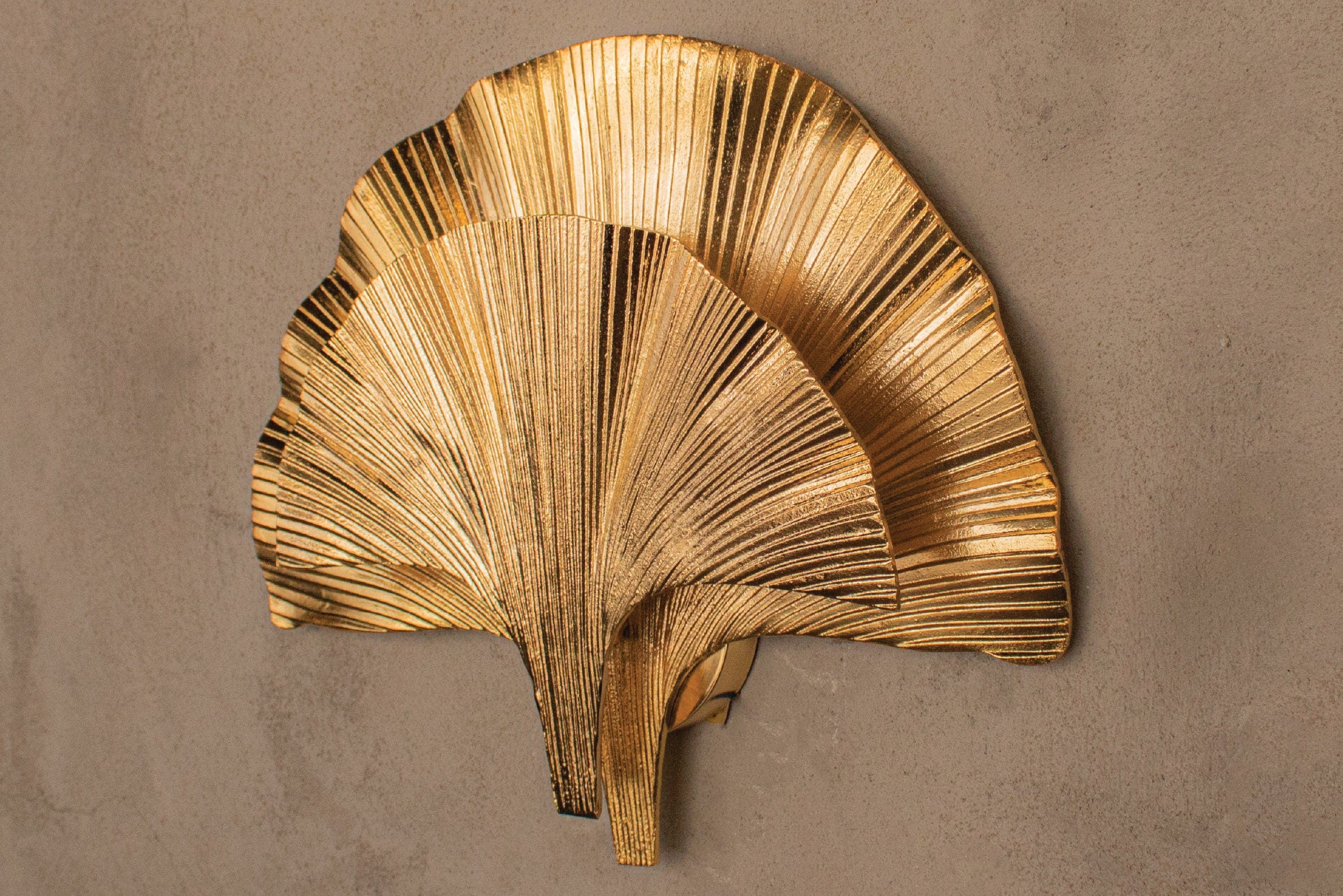 Astara Mid Century Ginkgo Double Leaf Wall Sconce, Handmade Gold Lamp, Home Decor Lighting, Art Deco Wall Lamp - Heka Lighting & Trading Limited