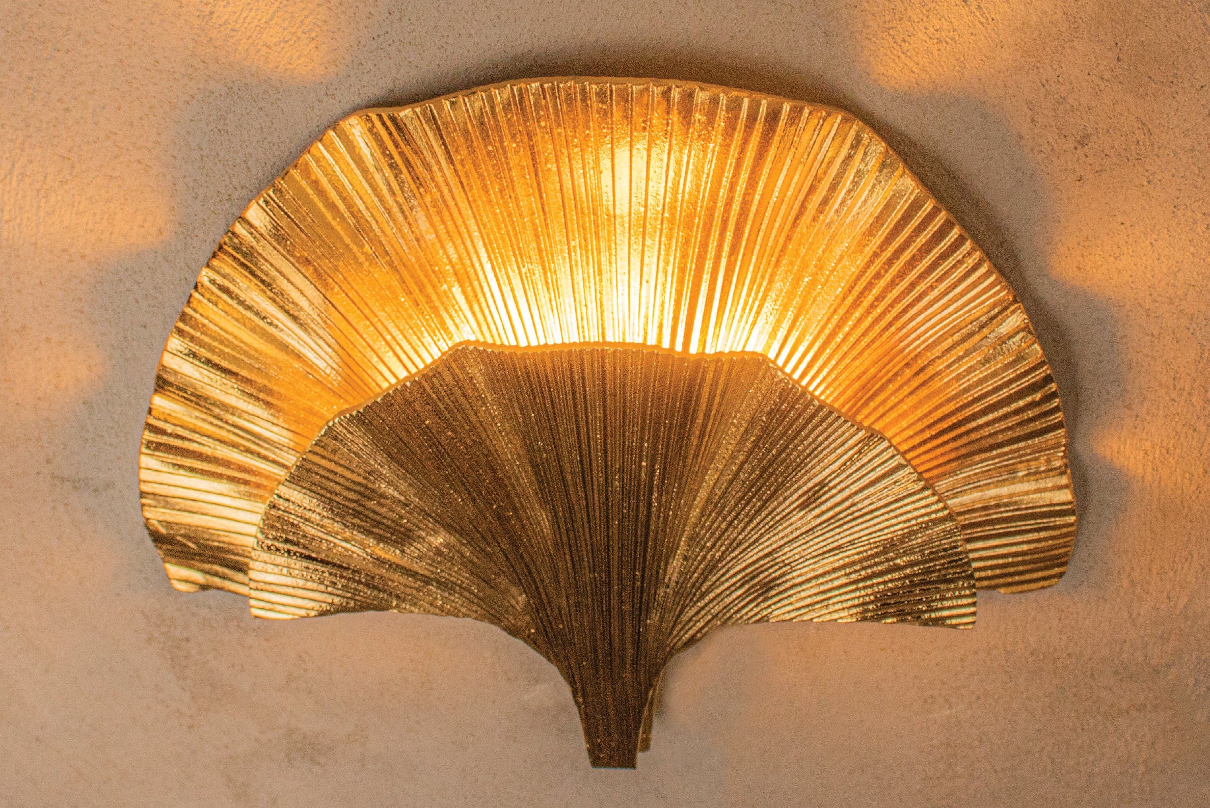 Astara Mid Century Ginkgo Double Leaf Wall Sconce, Handmade Gold Lamp, Home Decor Lighting, Art Deco Wall Lamp - Heka Lighting & Trading Limited